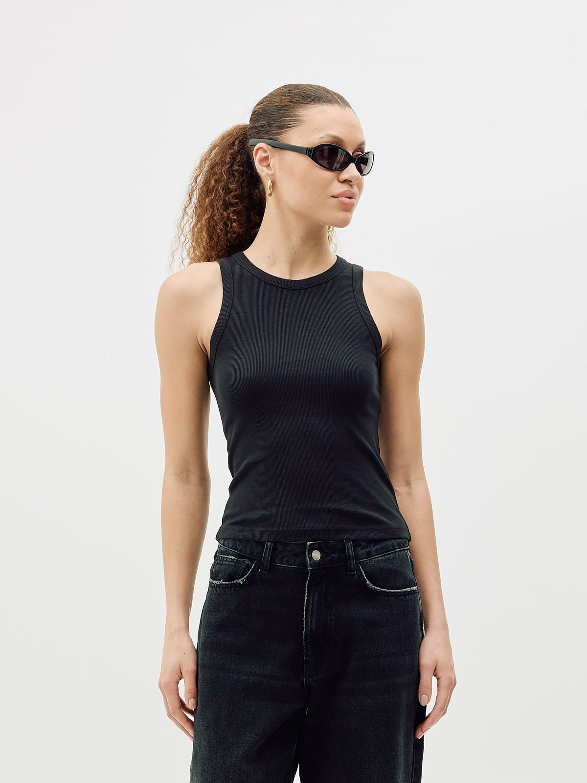 Rib Tank Top, Women - Black