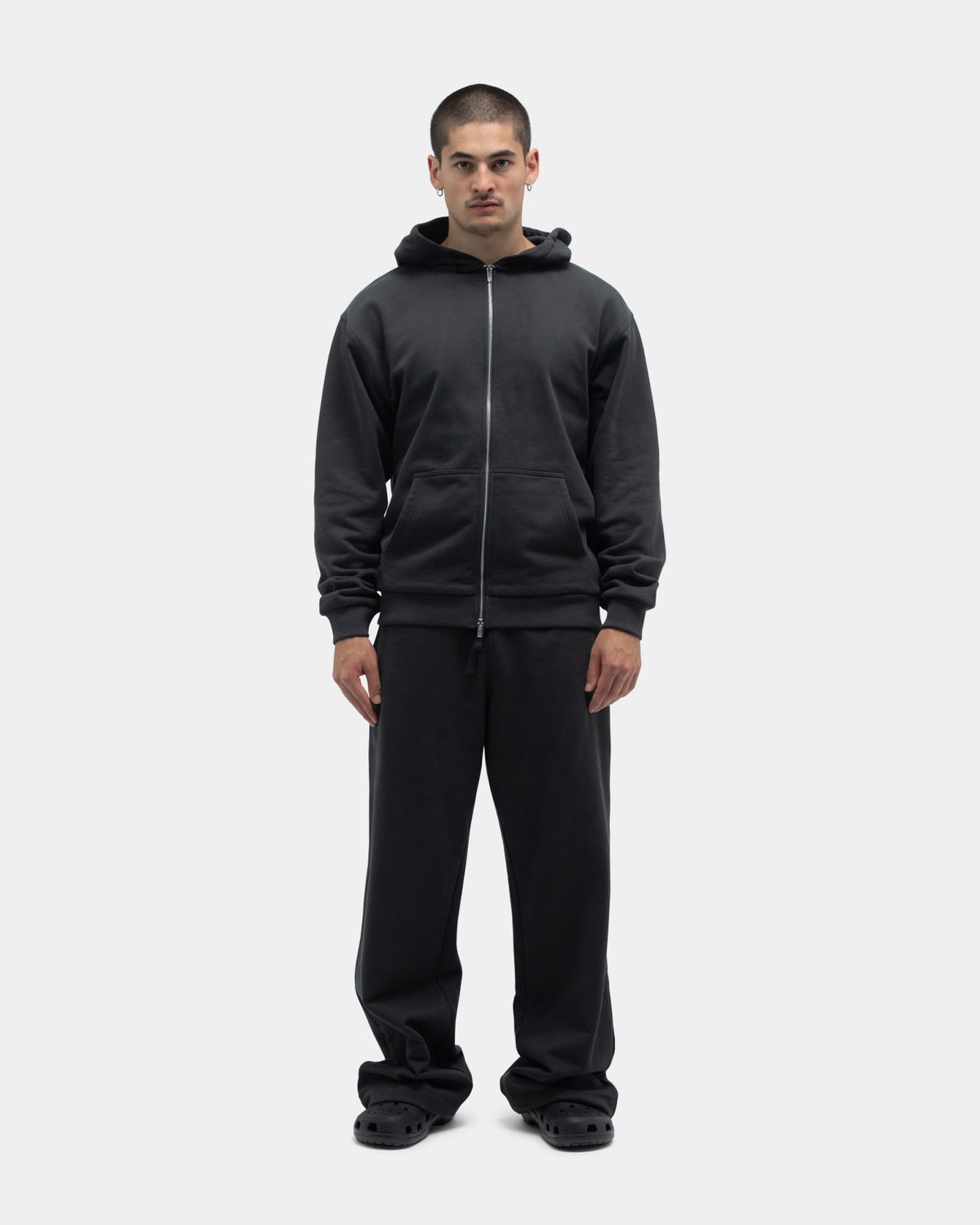 Boba Oversized Zip Hoodie, Men - Pirate Black