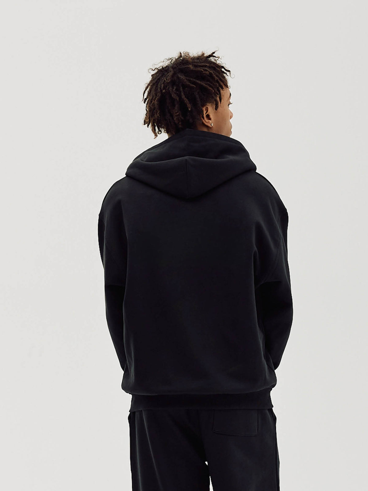Logo Oversize Zip Hoodie, Men - Black