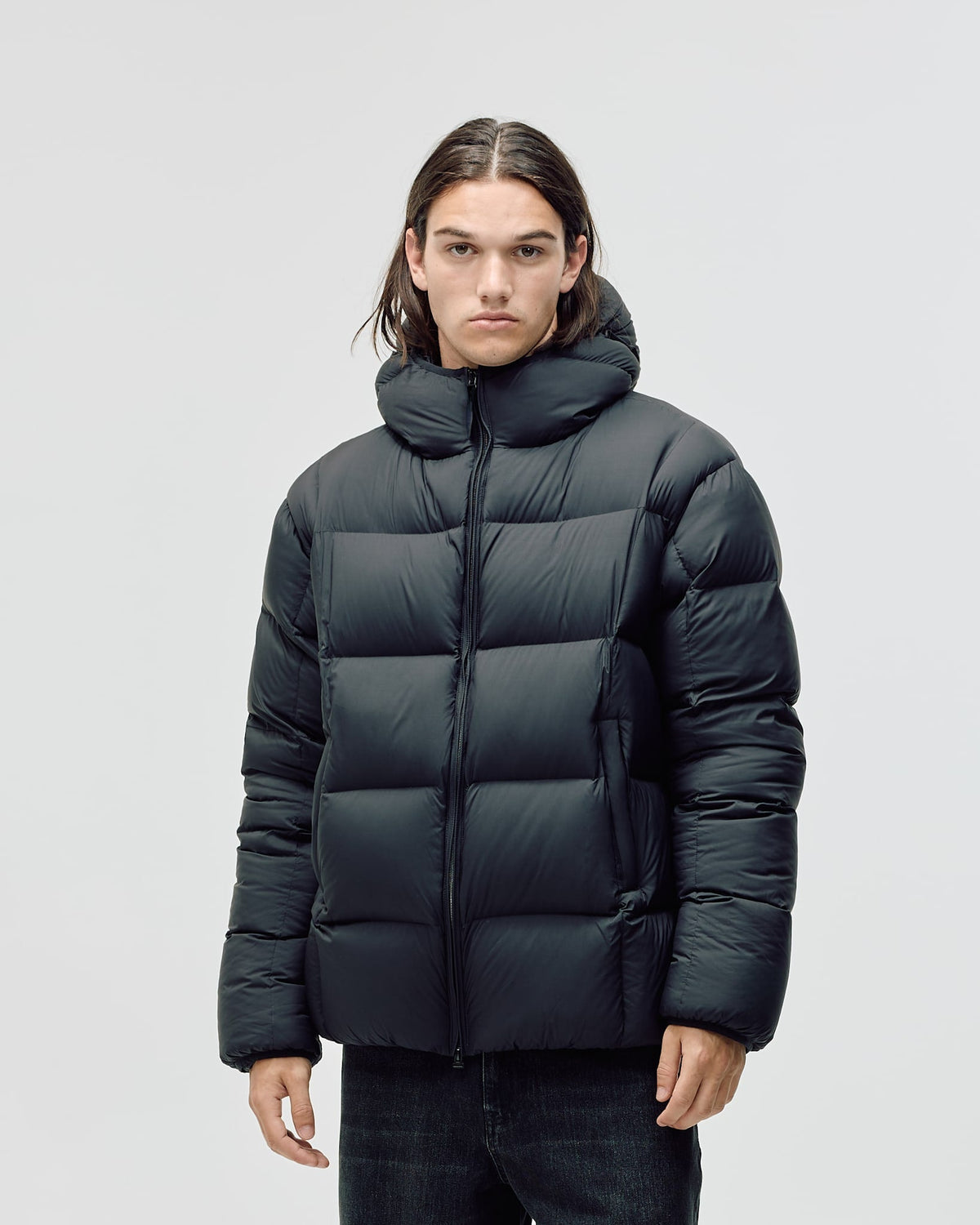 Men's Hooded Puffer Jacket - Black
