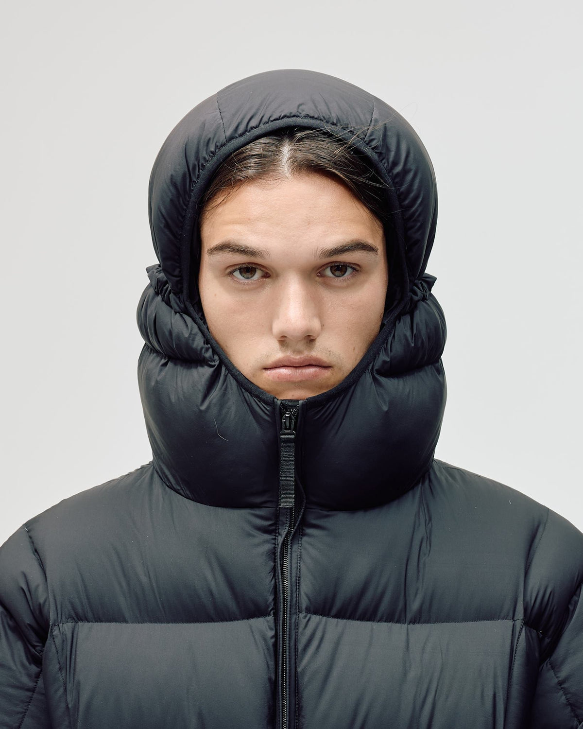 Men's Hooded Puffer Jacket - Black