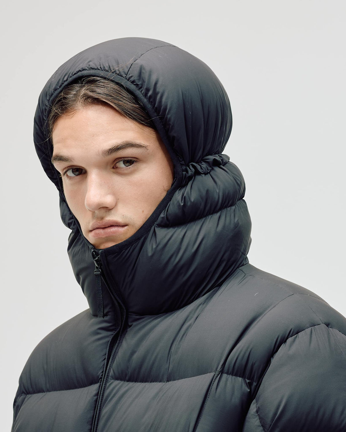 Men's Hooded Puffer Jacket - Black
