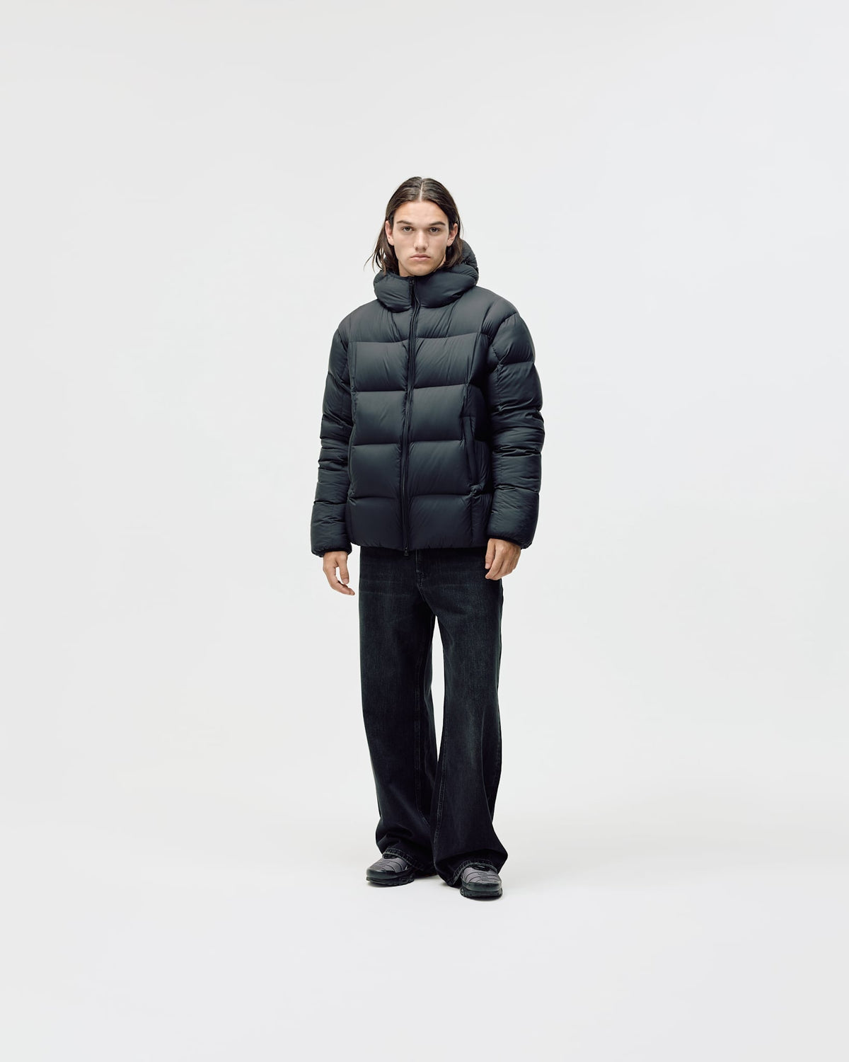 Men's Hooded Puffer Jacket - Black