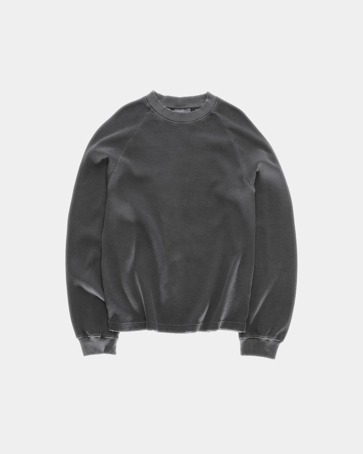 Vintage Oversized Waffle Long Sleeve, Men - Stone Black