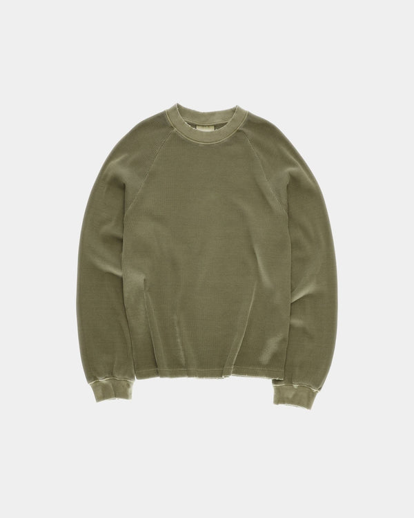 Vintage Oversized Waffle Long Sleeve, Women - Stone Green