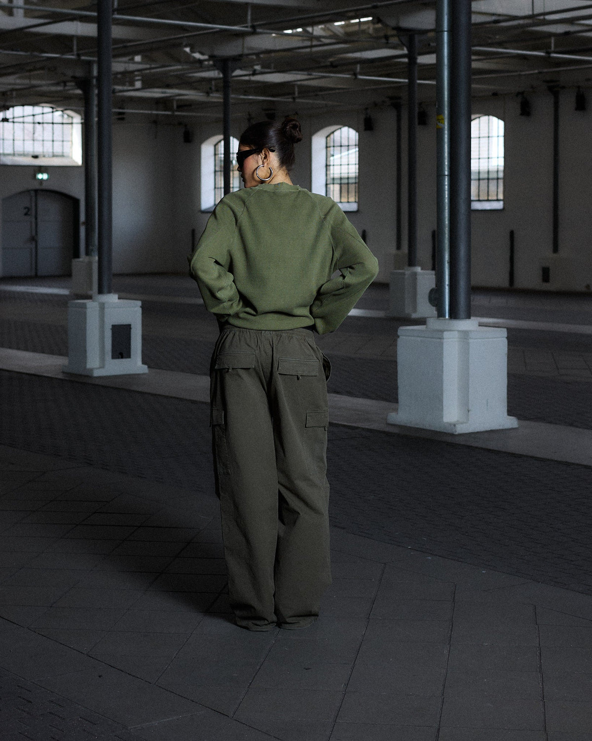 Vintage Oversized Waffle Long Sleeve, Women - Stone Green
