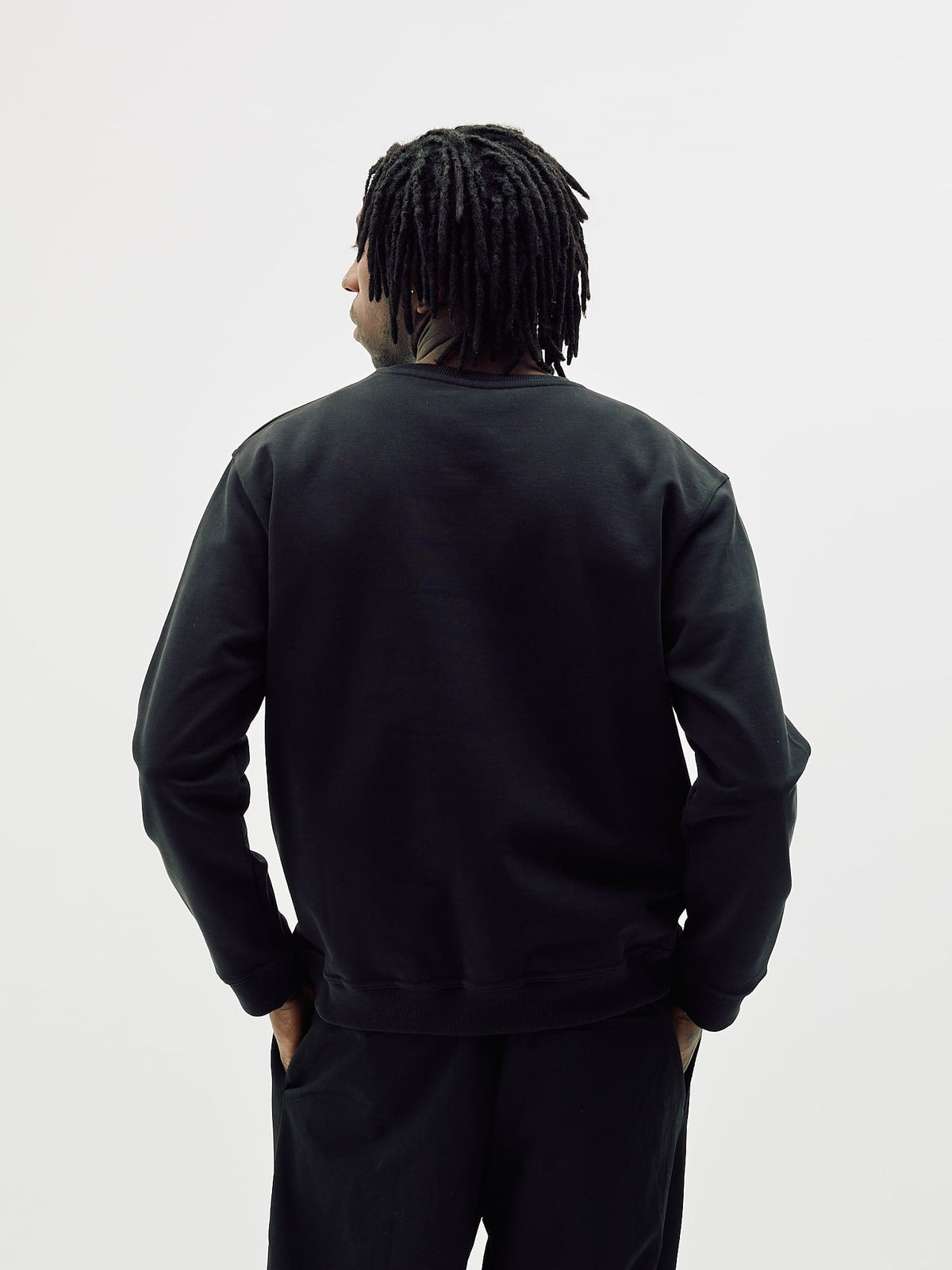 Classic Crewneck, Men - Embroidered Logo - Black