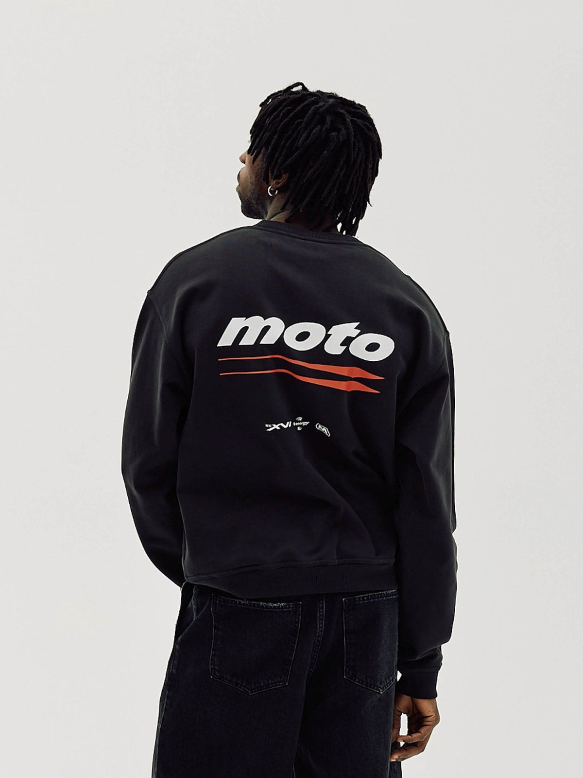 Oversized Crewneck, Men - Moto - Black