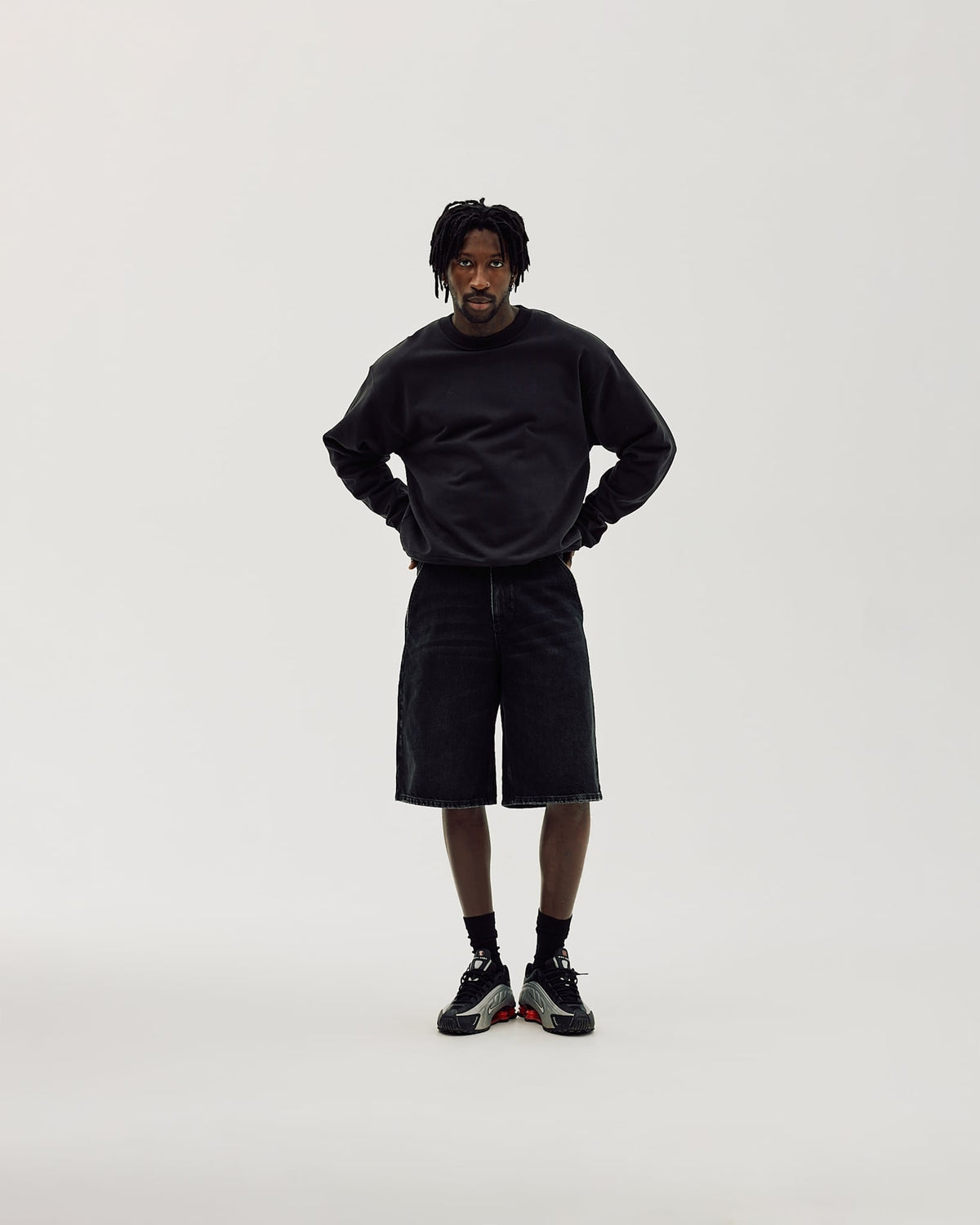 Oversized Crewneck, Men - Moto - Black