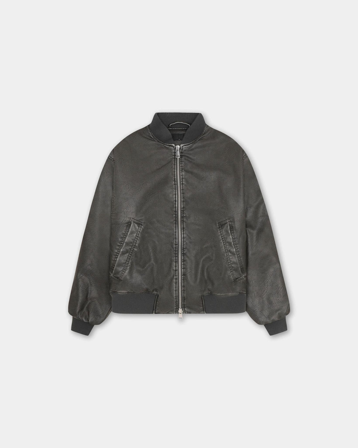 Faux Leather Bomber Jacket, Women - Vintage Black