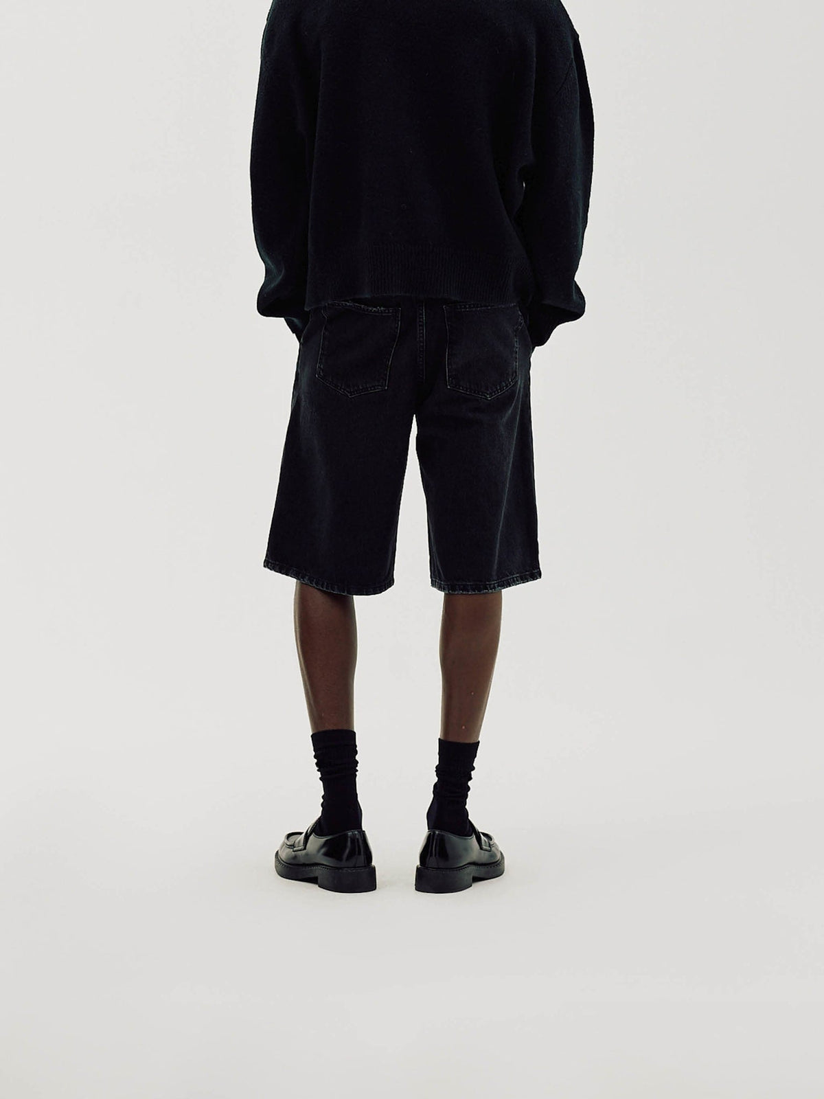 Straight Denim Shorts, Men - Black