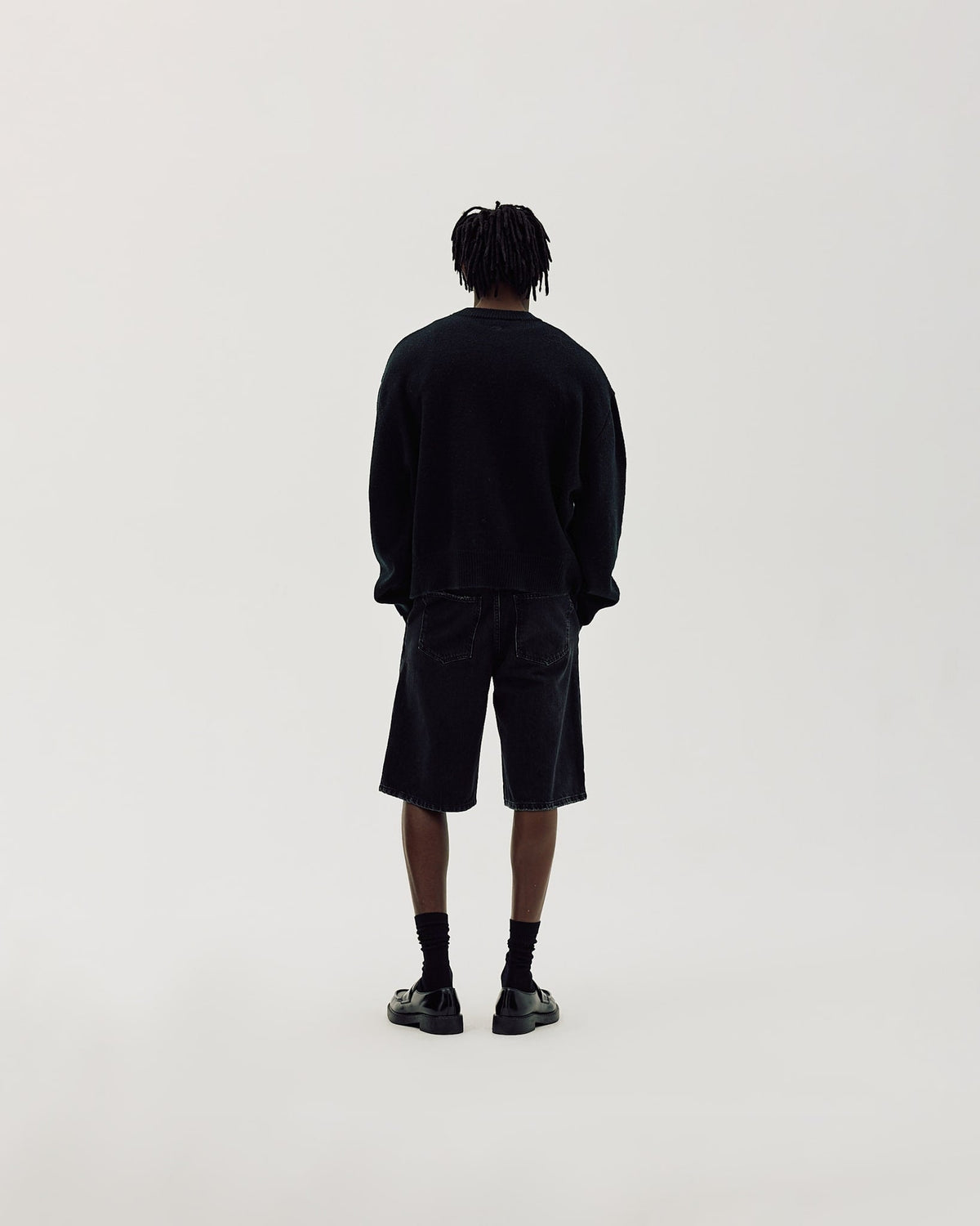 Straight Denim Shorts, Men - Black
