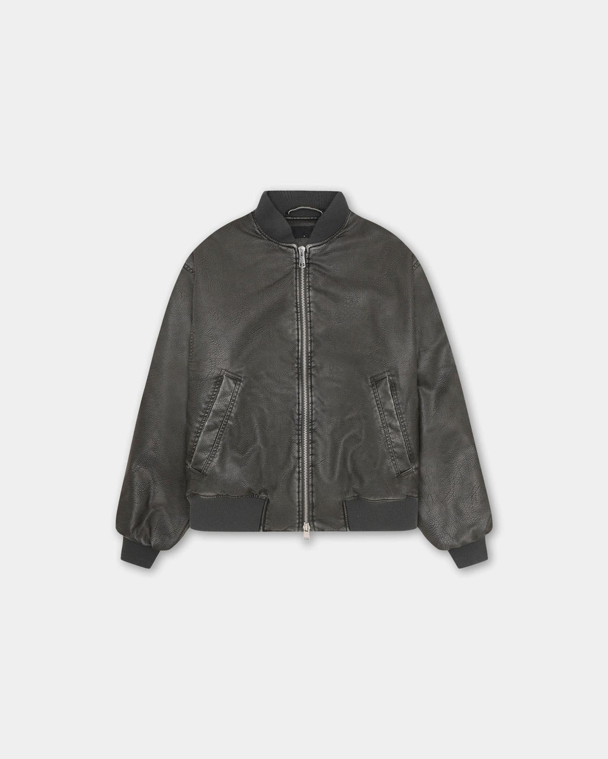 Faux Leather Bomber Jacket, Men - Vintage Black