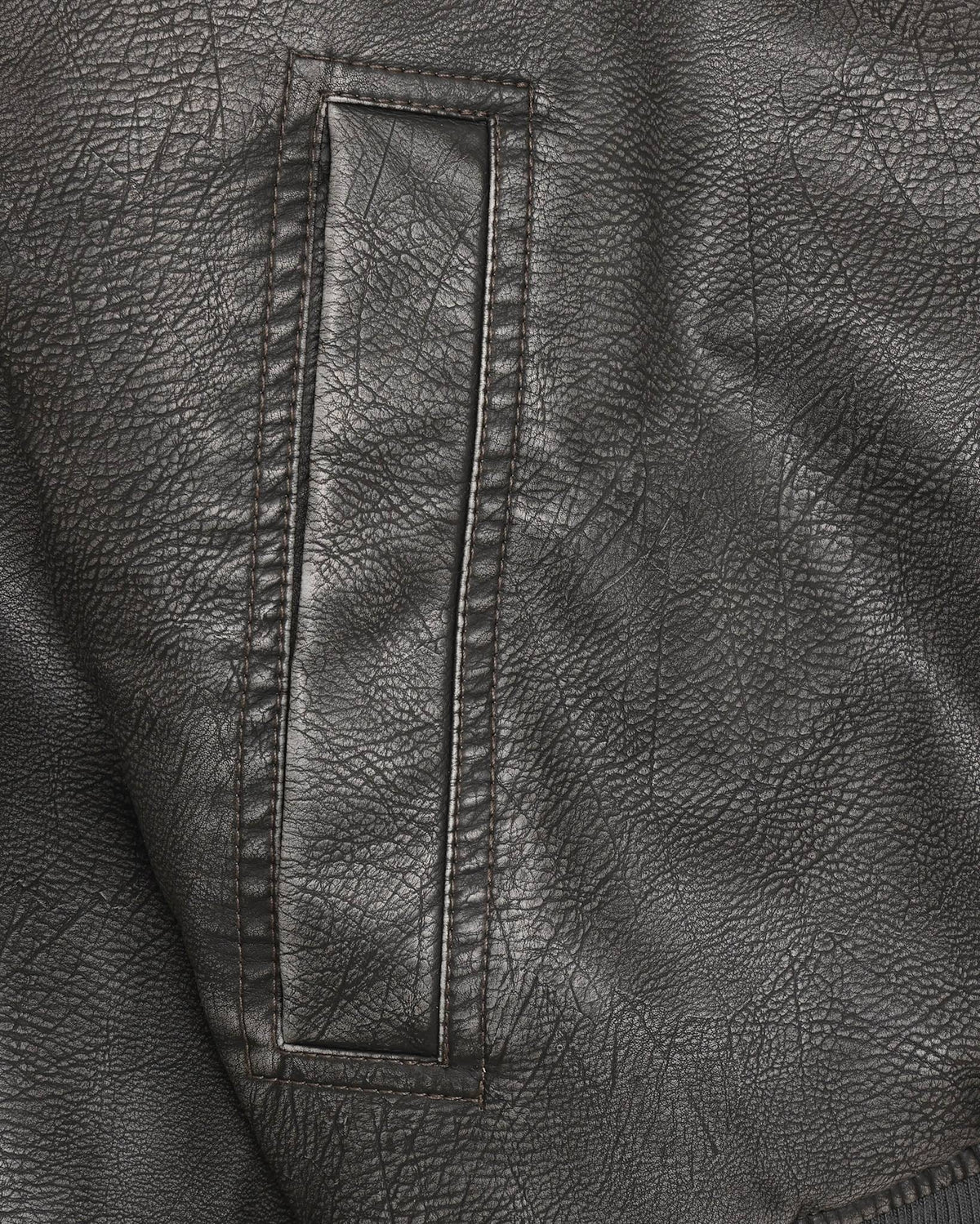Faux Leather Bomber Jacket, Men - Vintage Black