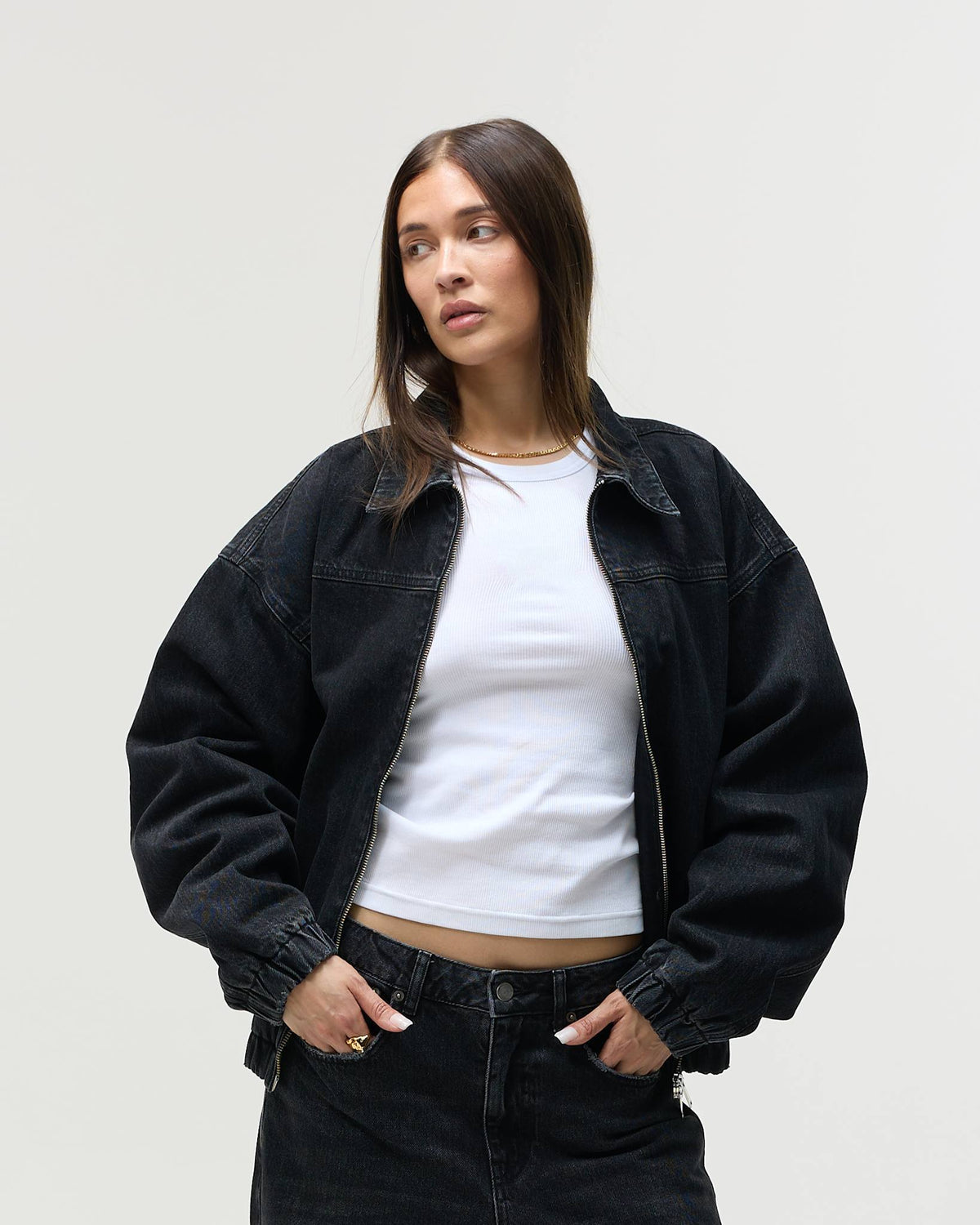 Denim Workwear Jacket, Women - Black Wash