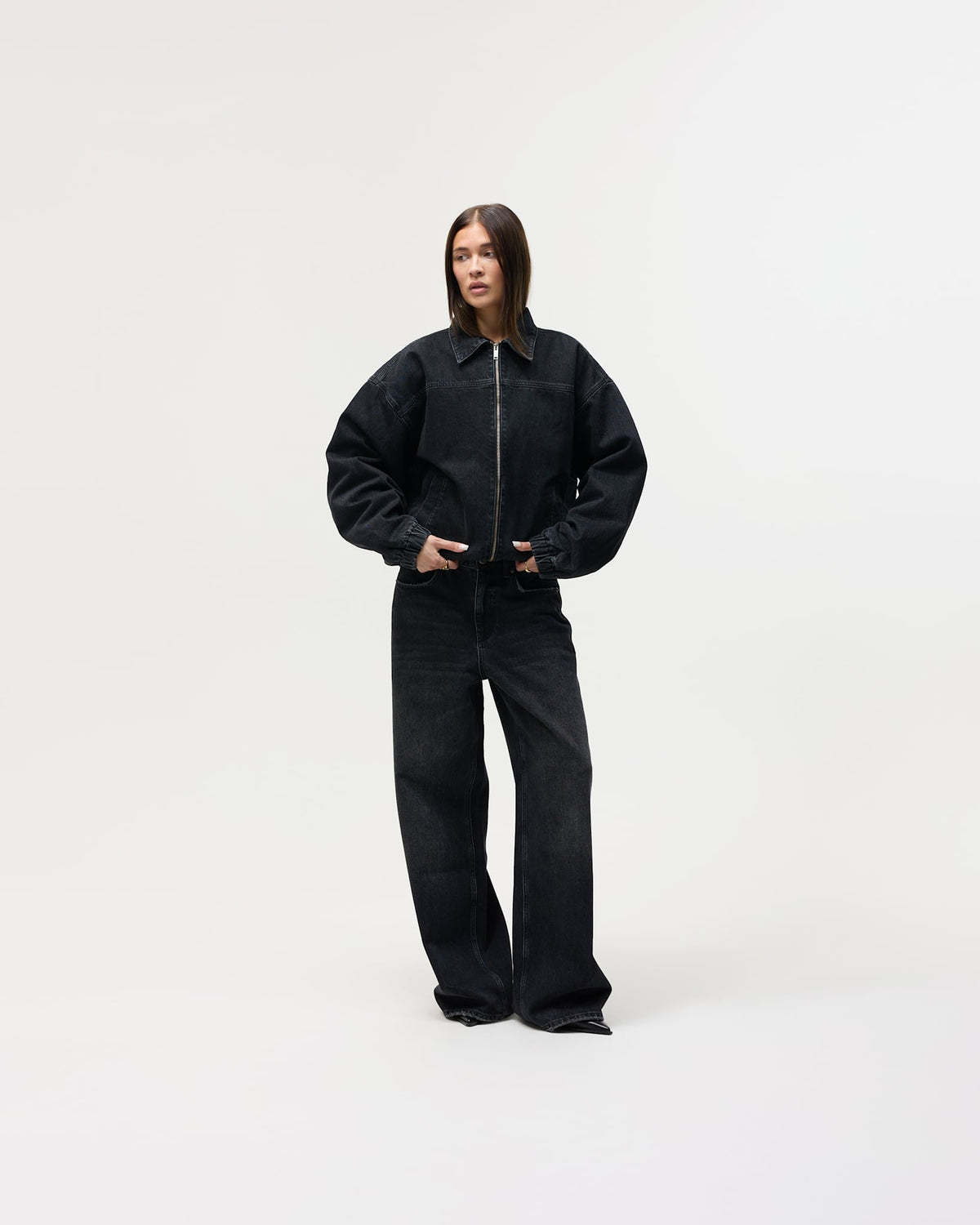 Denim Workwear Jacket, Women - Black Wash