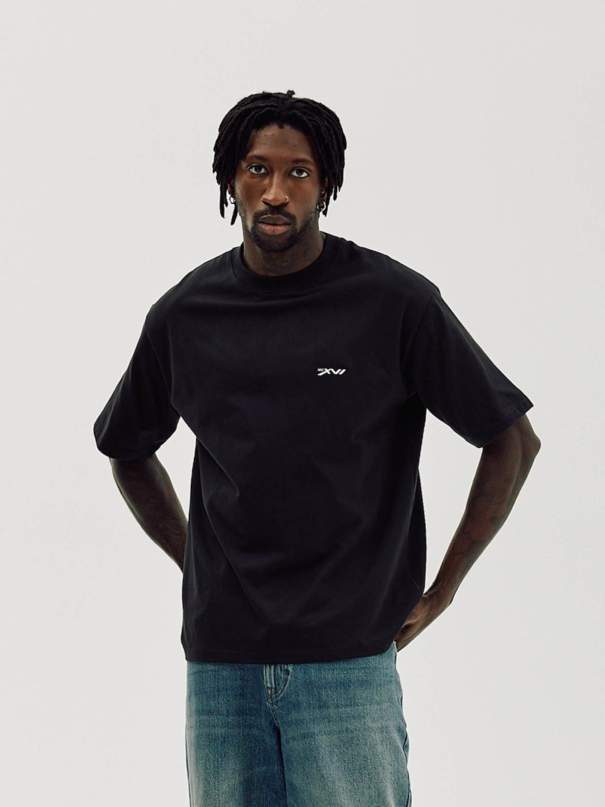 Box Fit T-shirt, Men - Moto - Black
