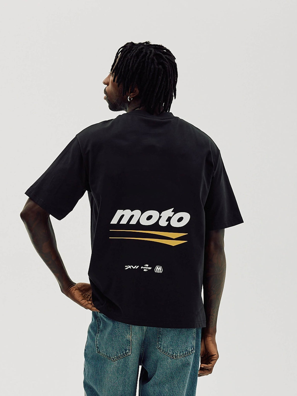 Box Fit T-shirt, Men - Moto - Black