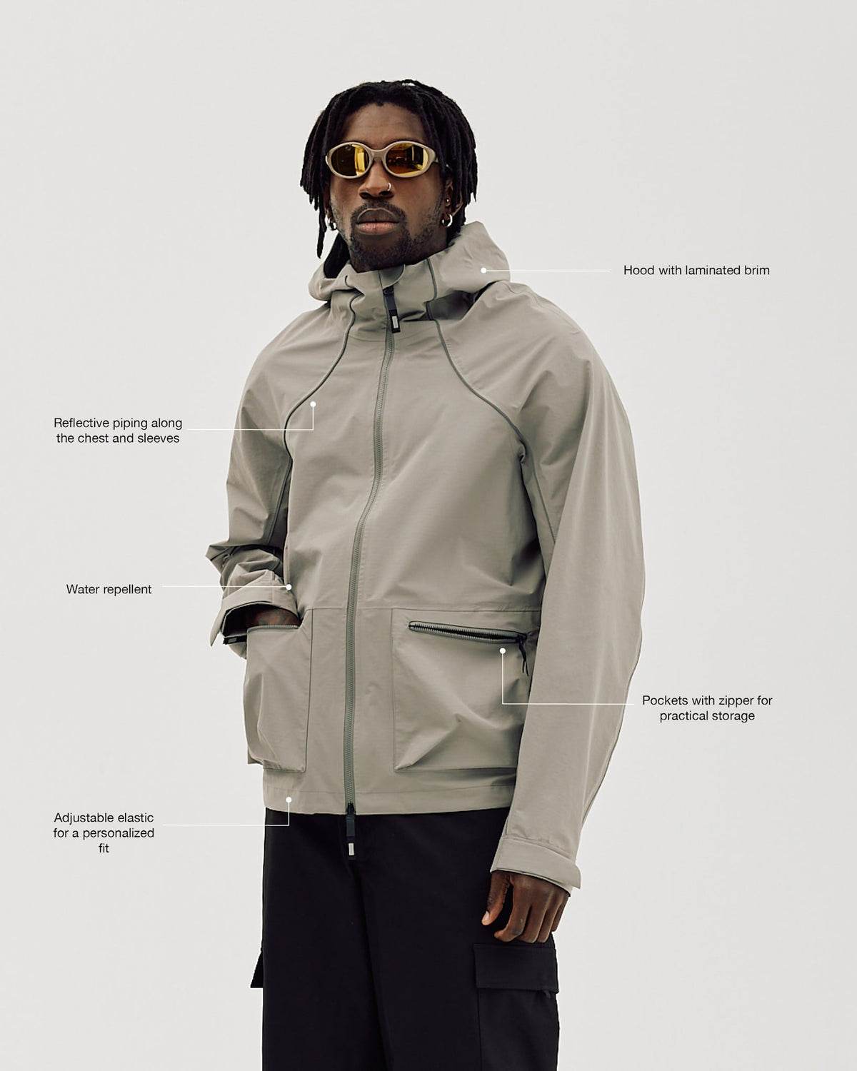 Rain Jacket, Men - Ghost Grey