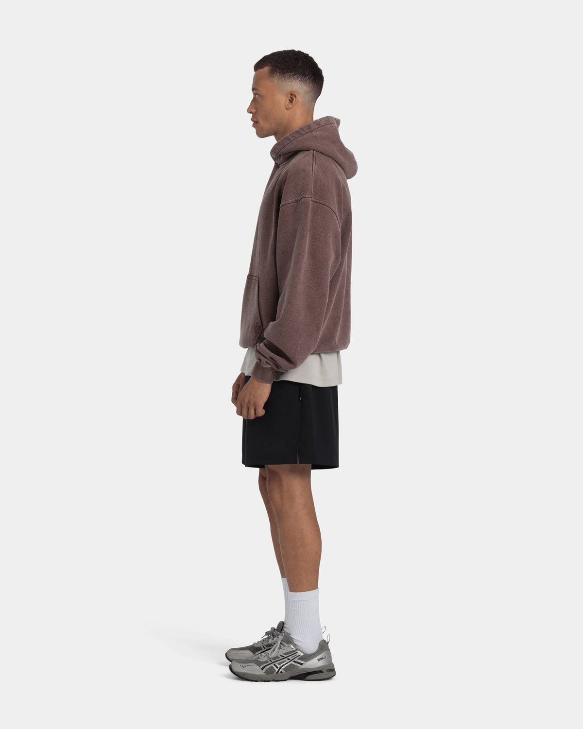 Hoodie Oversize, Men - Acid wash - Chicory Coffee