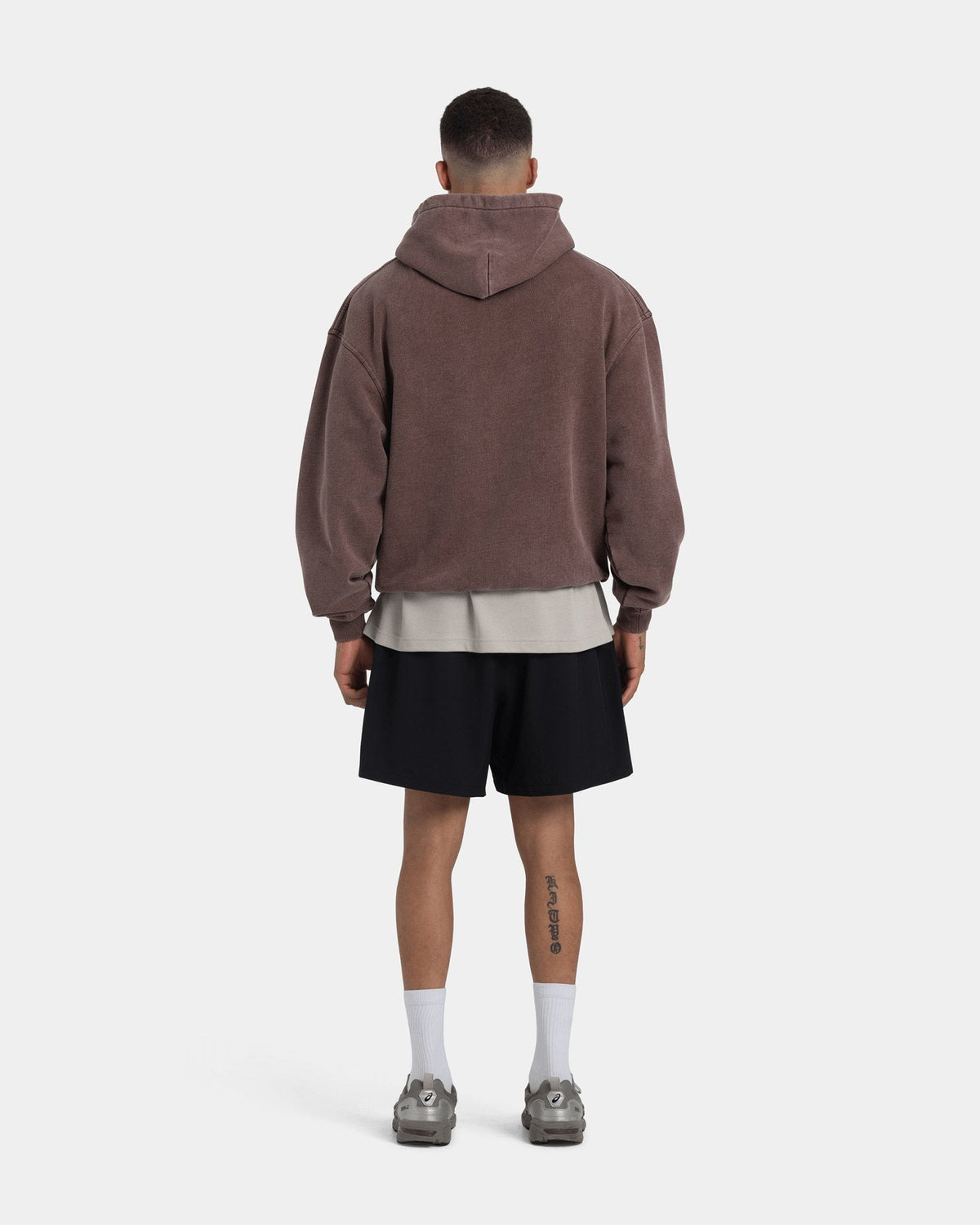 Hoodie Oversize, Men - Acid wash - Chicory Coffee
