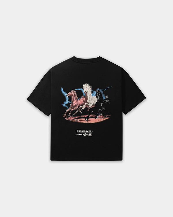 Box Fit T-shirt, Men - Horsepower - Black
