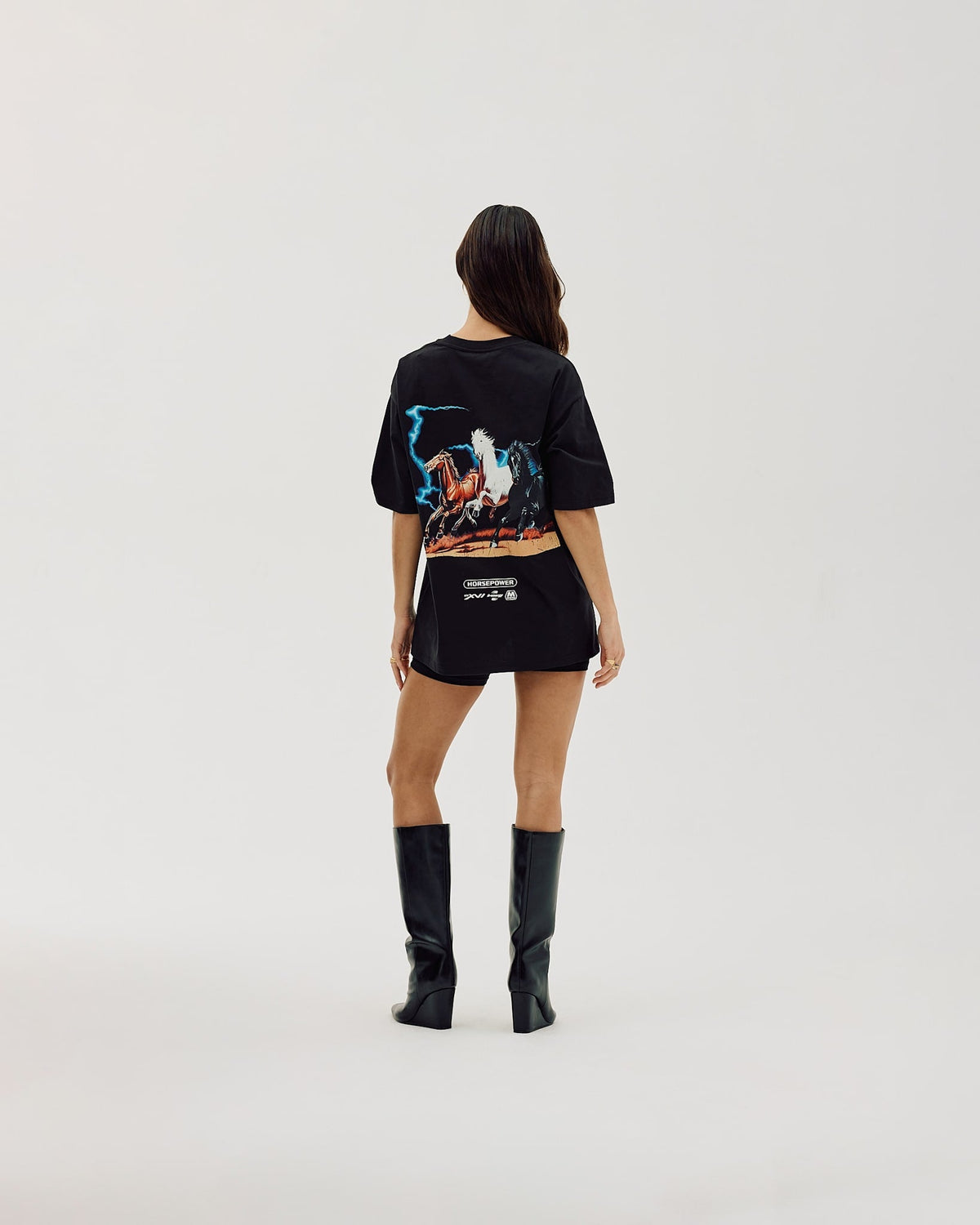 Box Fit T-shirt, Women - Horsepower - Black