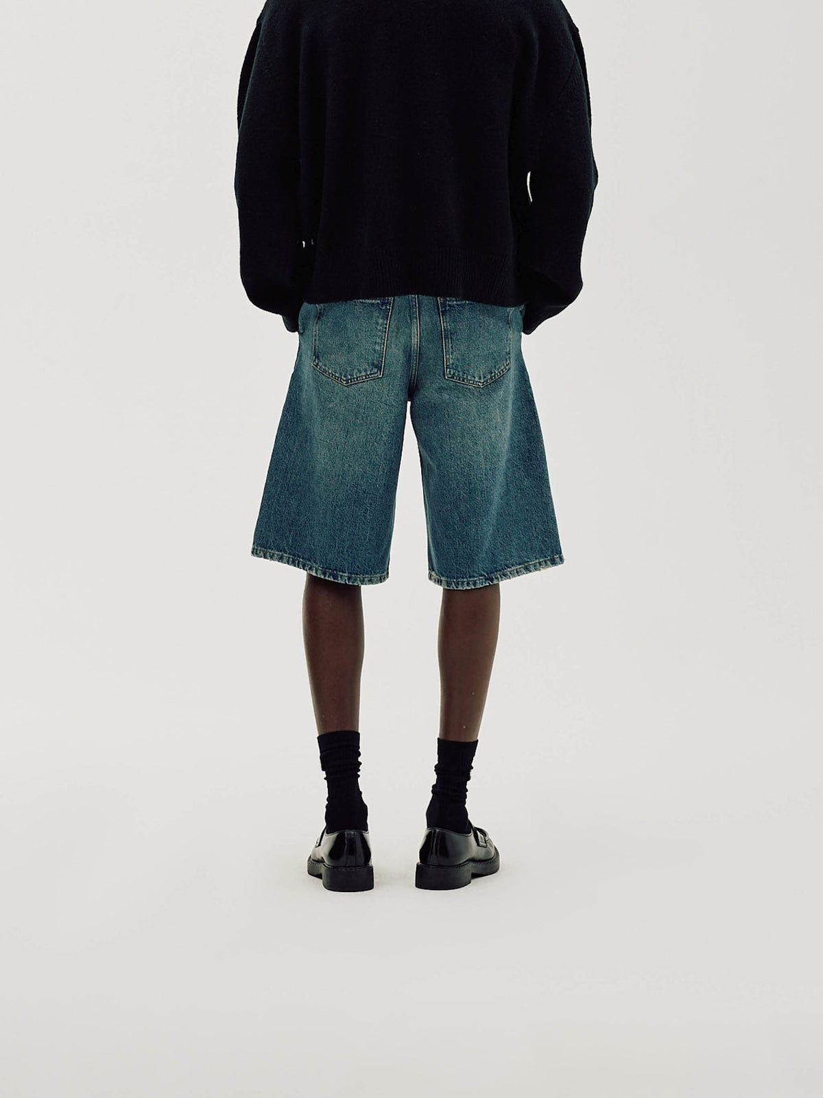 Straight Denim Shorts, Men - Faded Blue