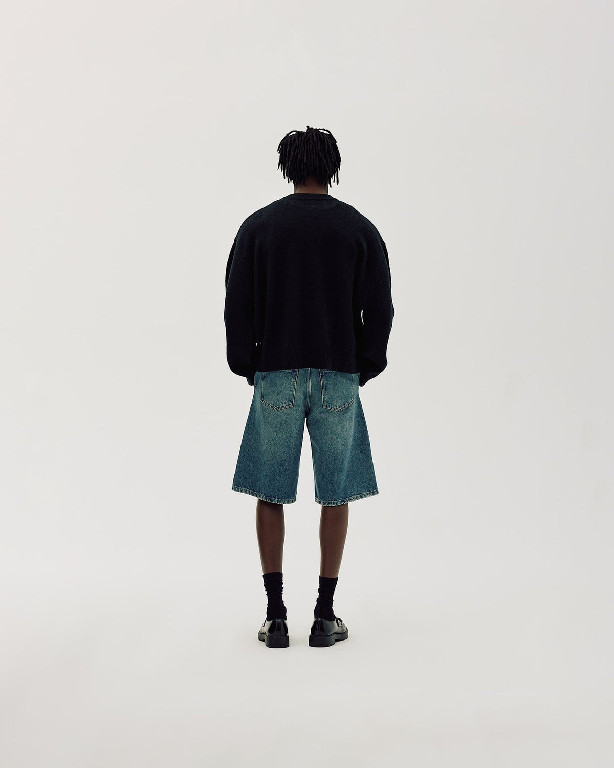 Straight Denim Shorts, Men - Faded Blue