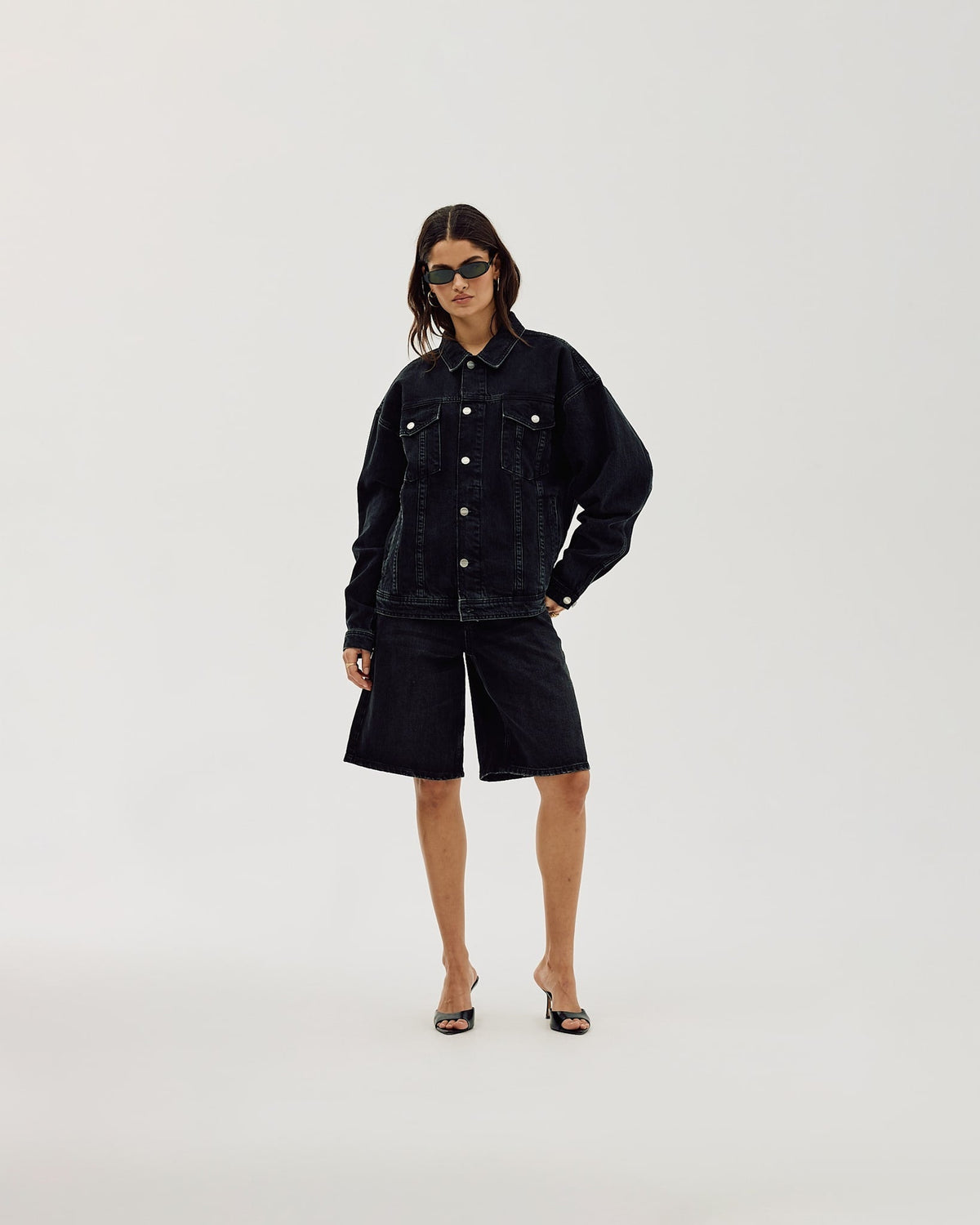 Straight Denim Shorts, Women - Black