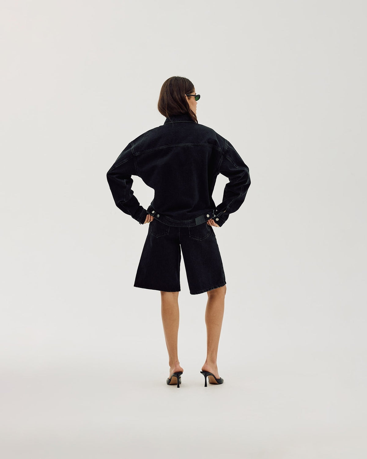 Straight Denim Shorts, Women - Black