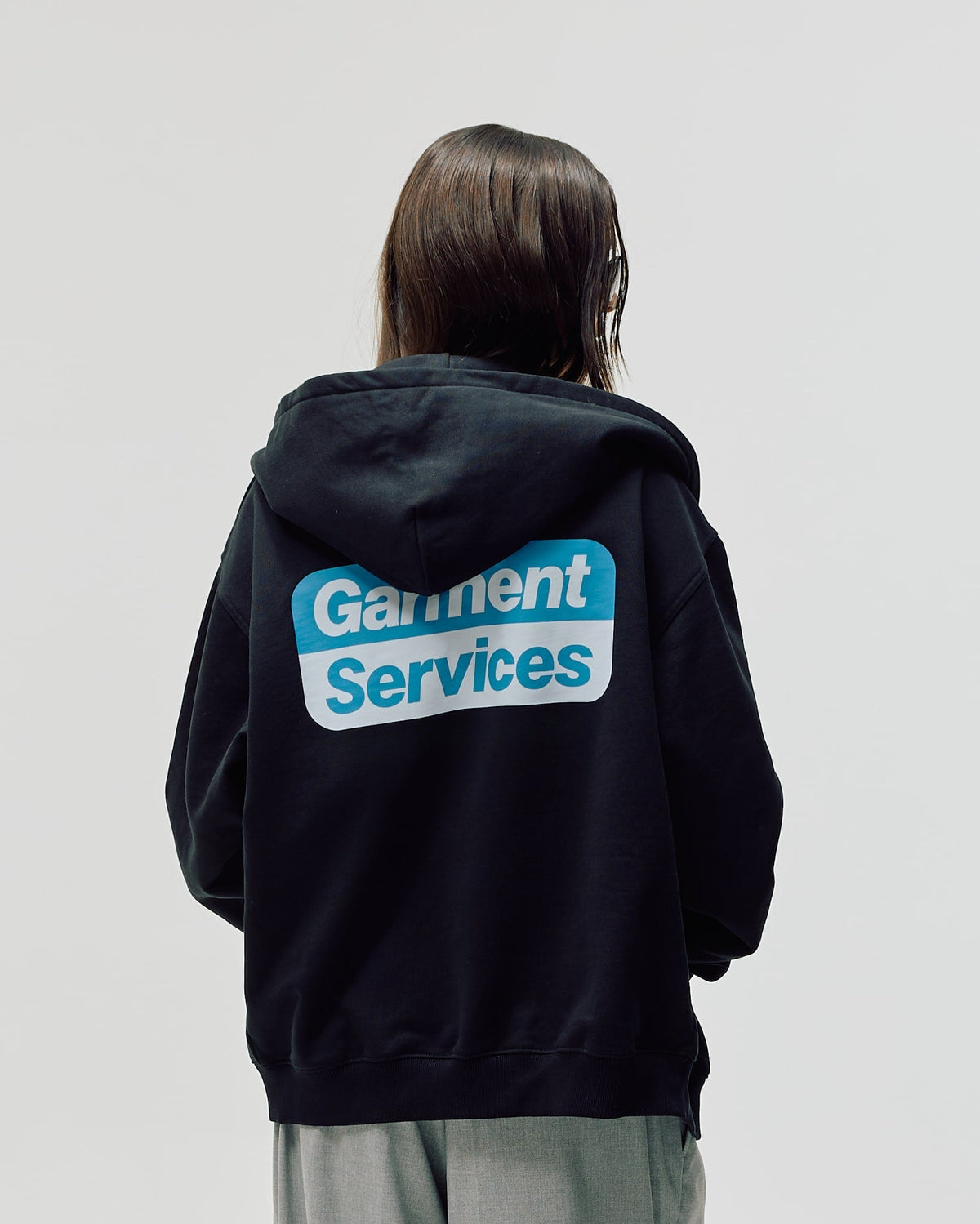 Oversized Zip Hoodie, Women - Garment Services - Black