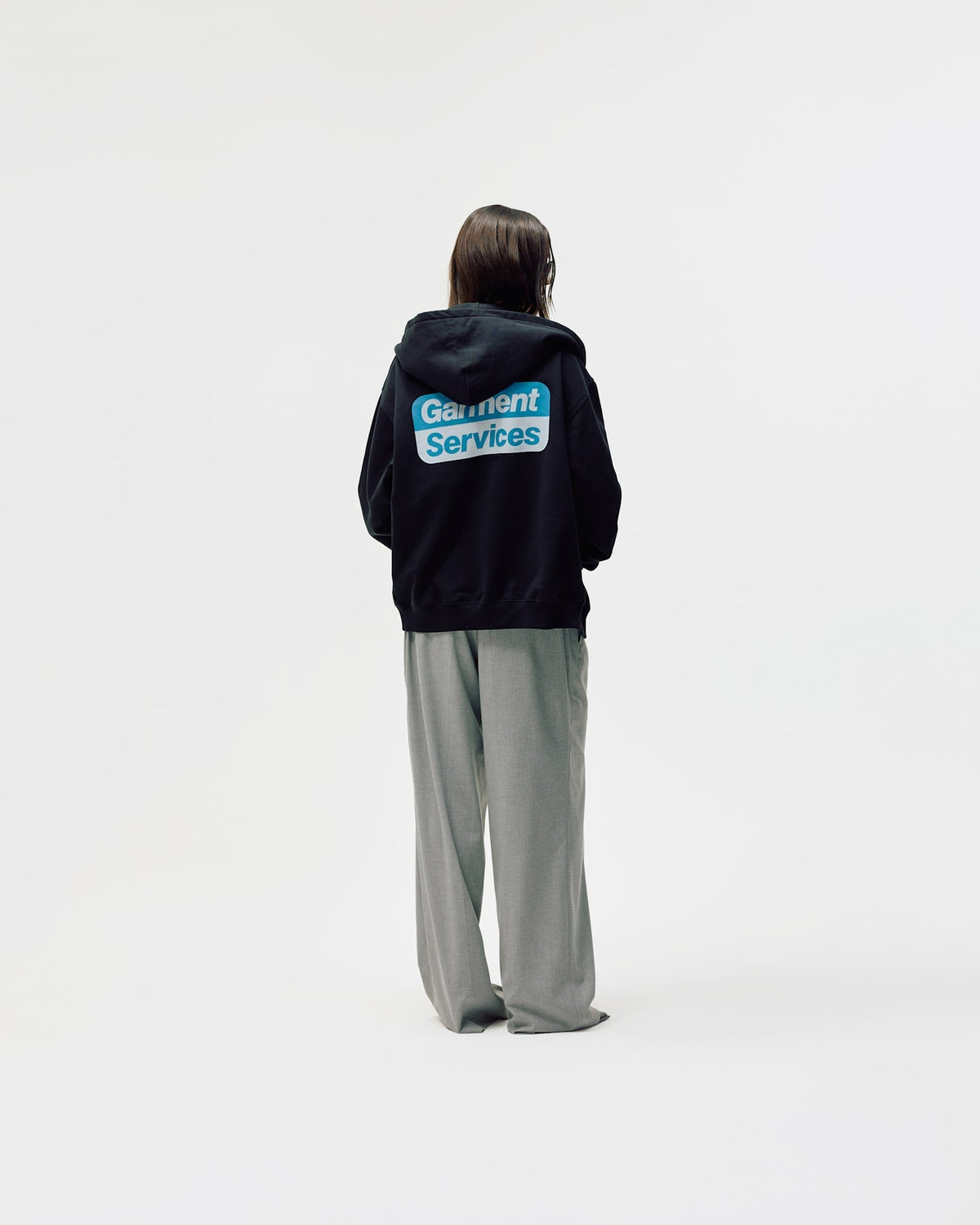 Oversized Zip Hoodie, Women - Garment Services - Black
