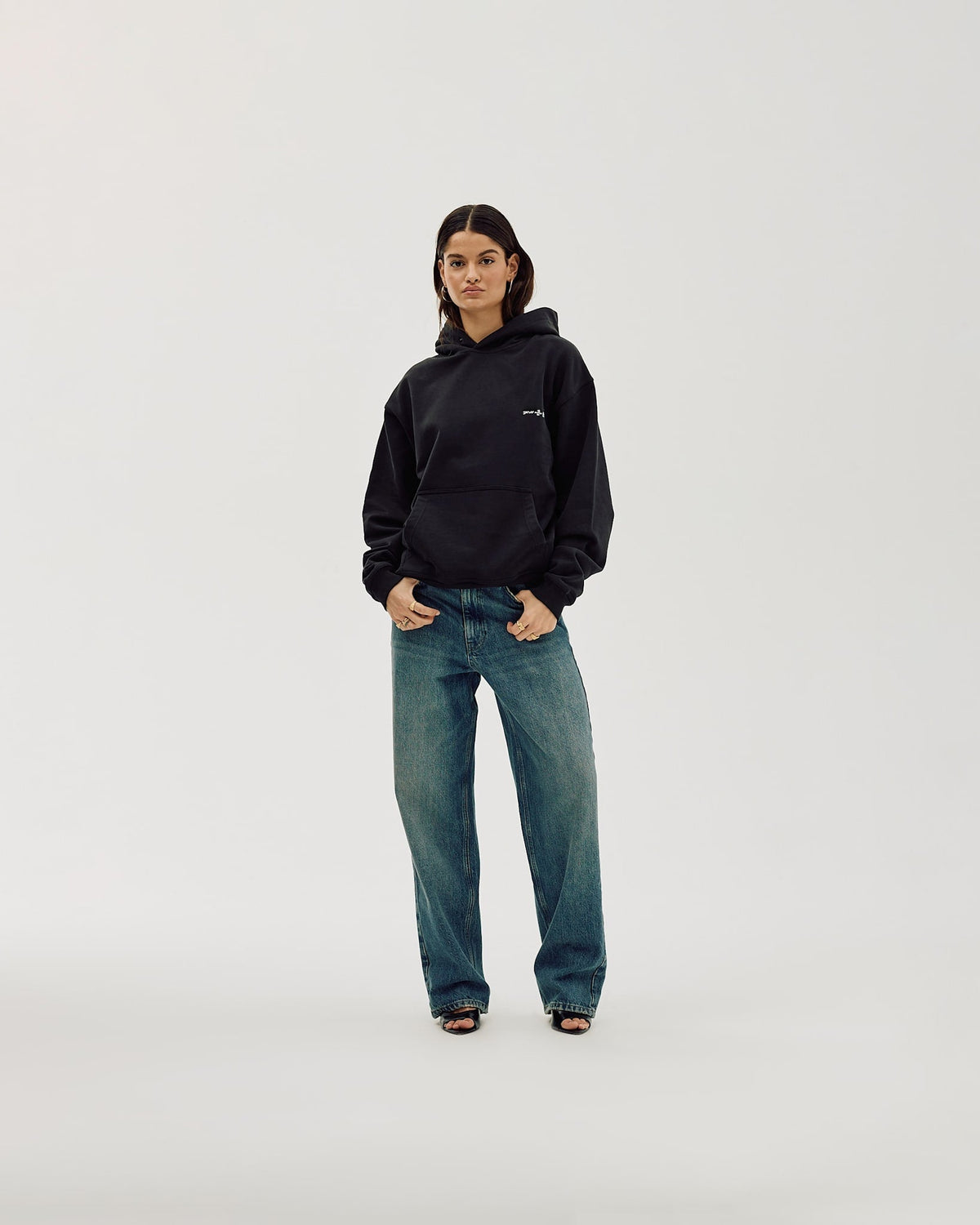 Oversized Hoodie, Women - Horsepower - Black