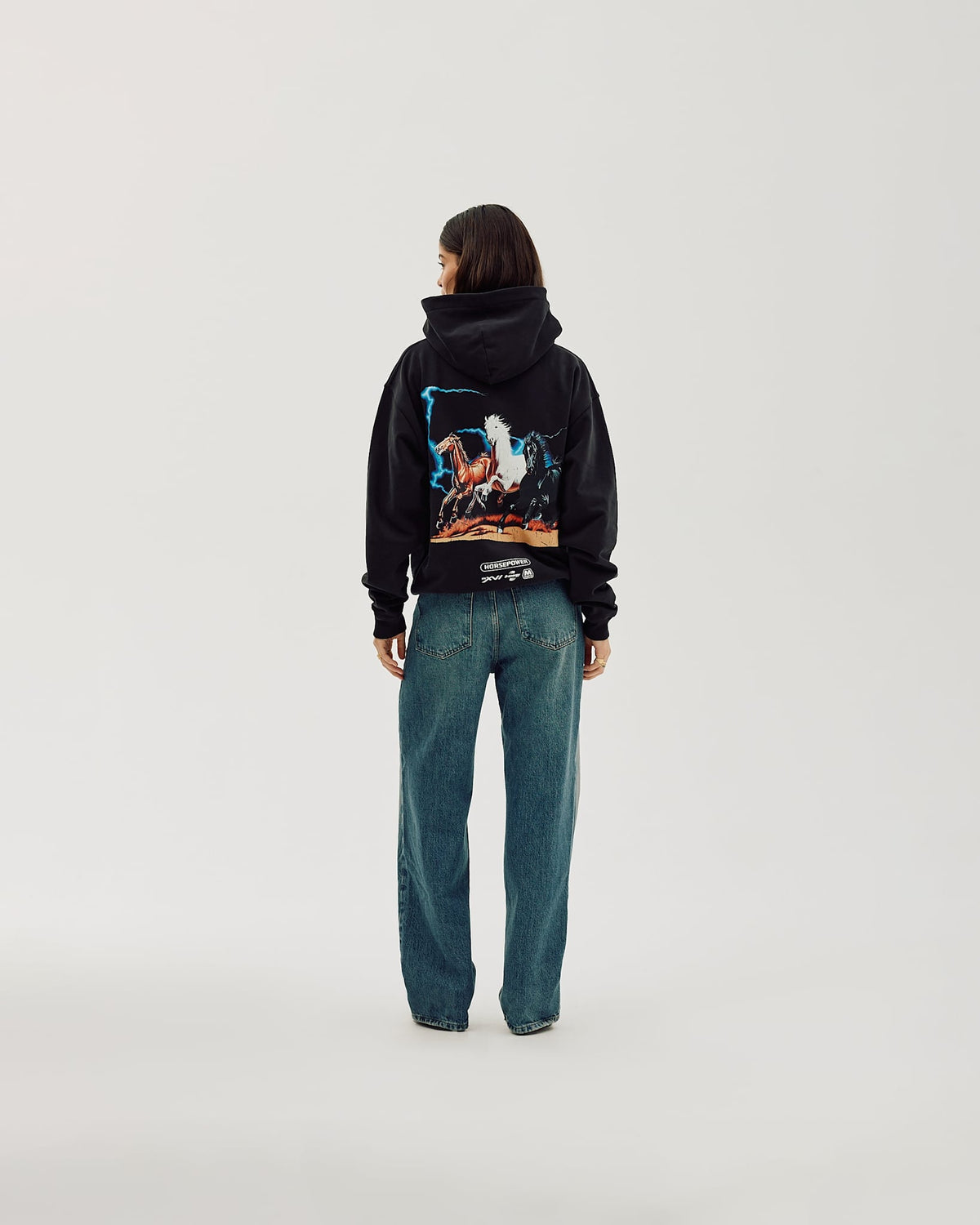 Oversized Hoodie, Women - Horsepower - Black