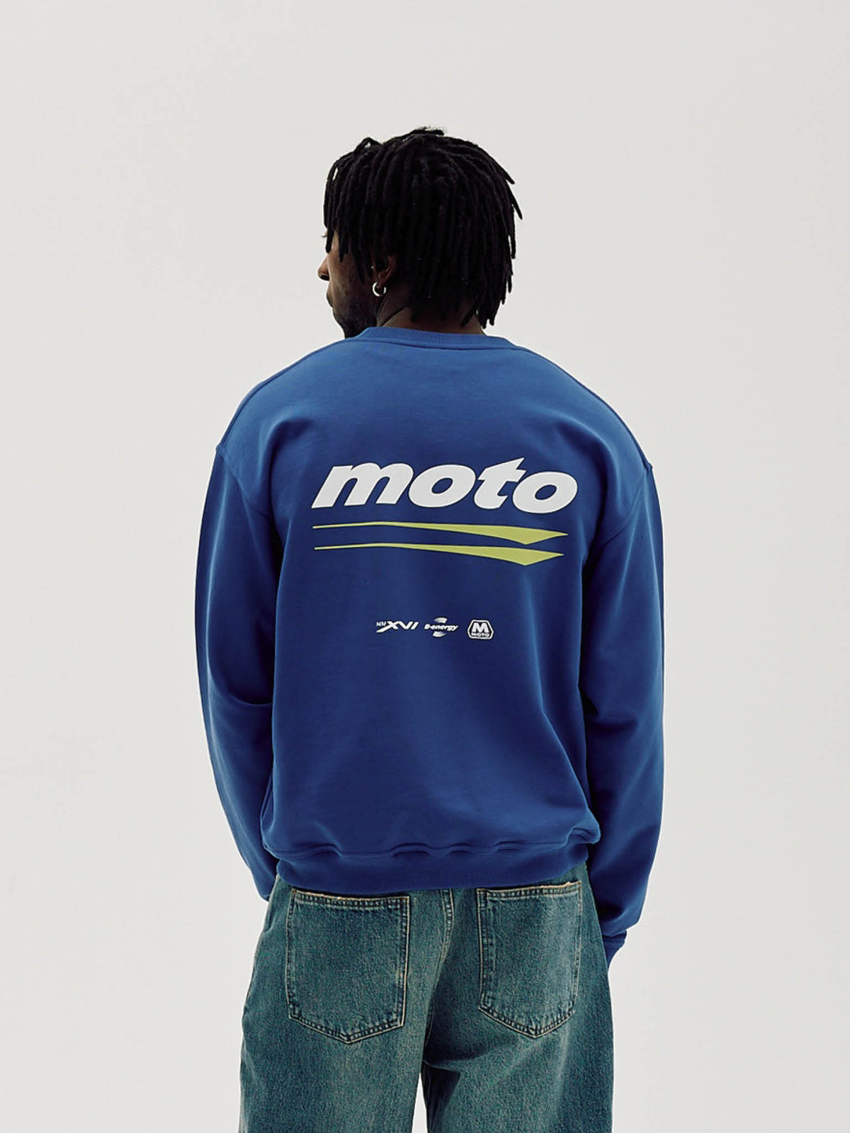 Oversized Crewneck, Men - Moto - Cobalt Blue