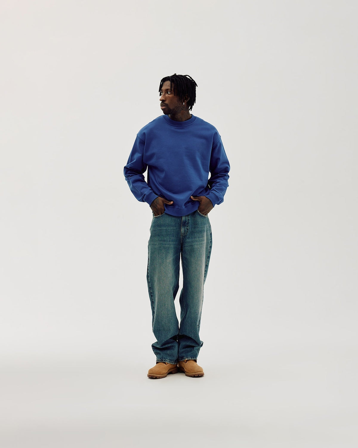 Oversized Crewneck, Men - Moto - Cobalt Blue