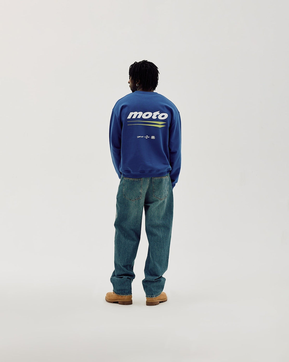 Oversized Crewneck, Men - Moto - Cobalt Blue