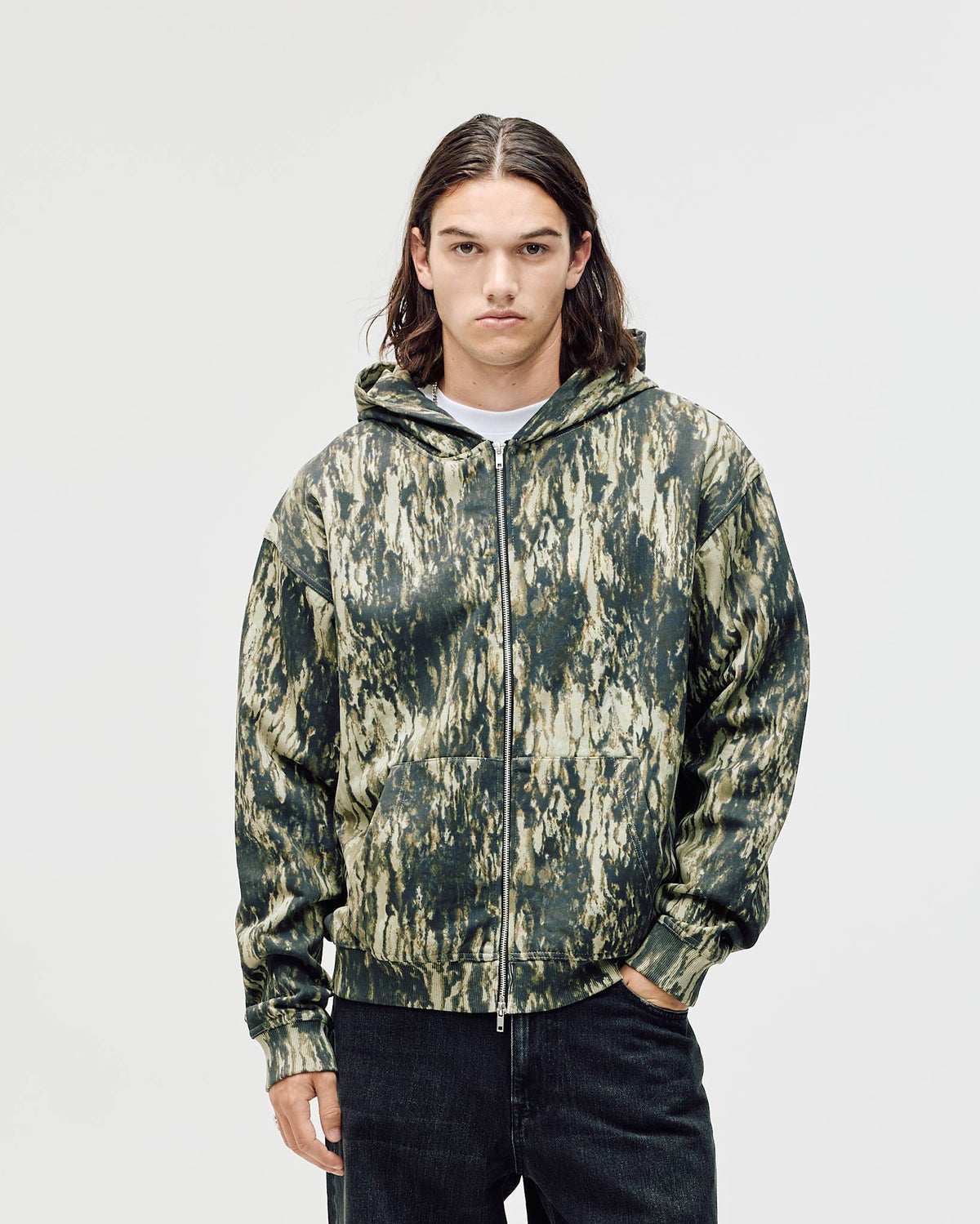 Oversized Zip Hoodie, Men - Garment Services - Camo