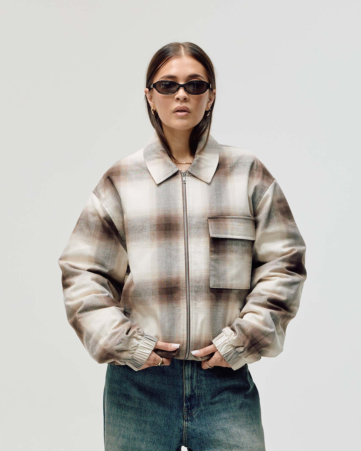 Flannel Jacket, Women - Brown Check