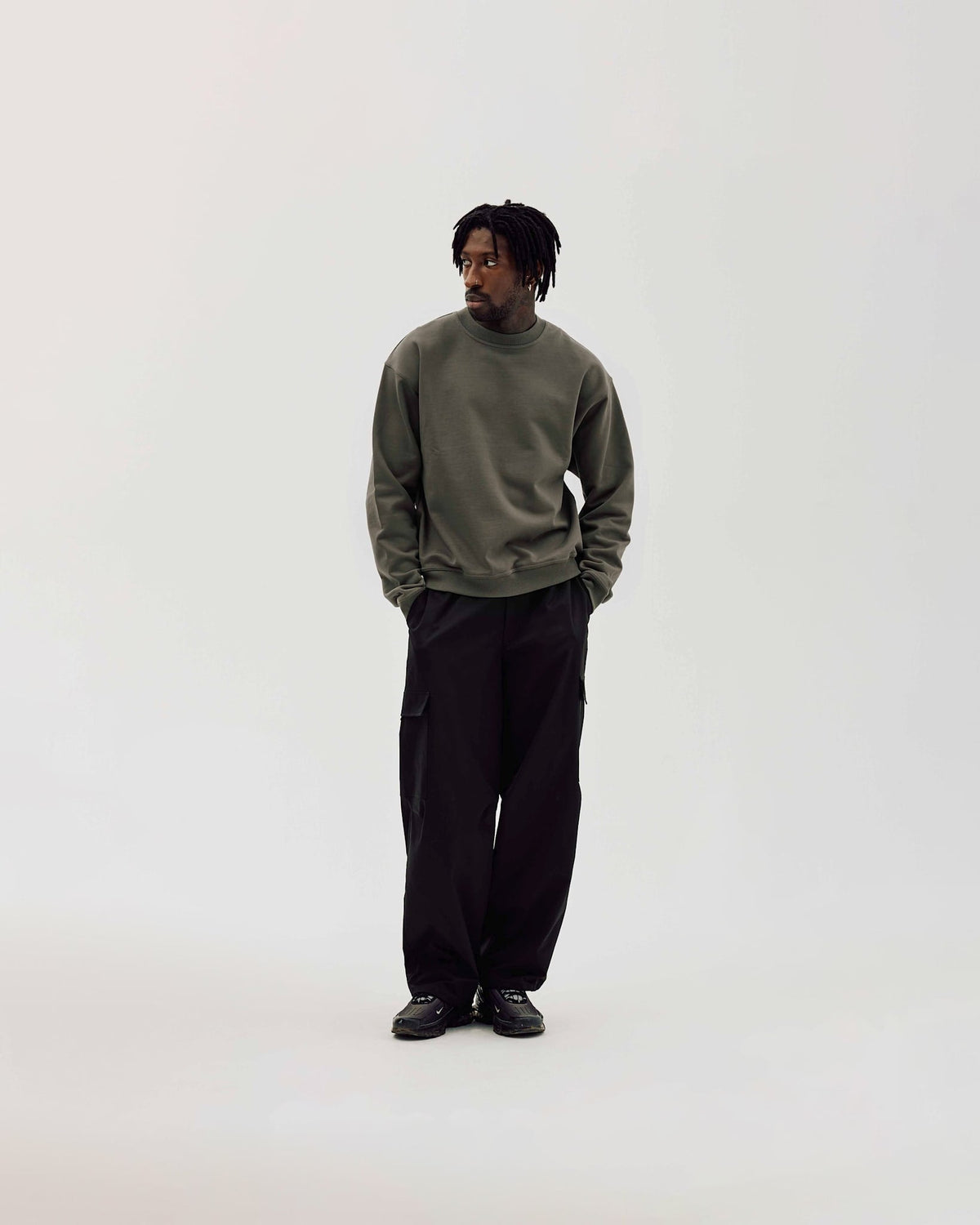 Oversized Crewneck, Men - Moto - Stone Grey