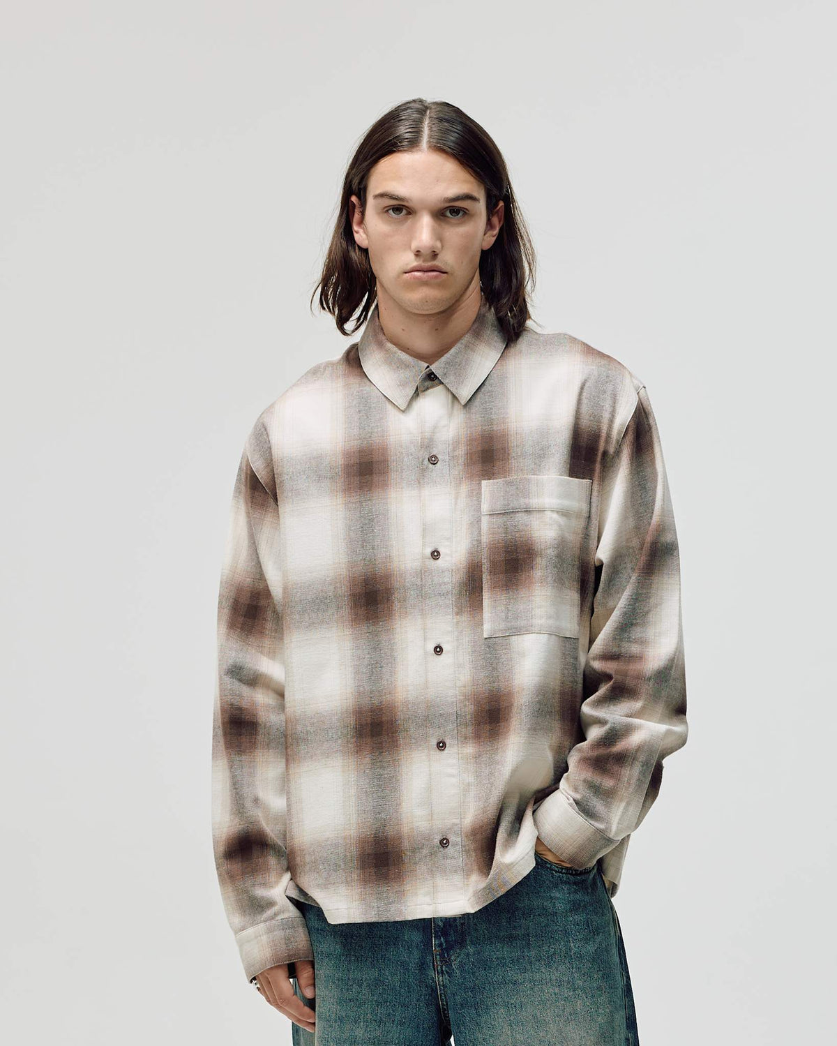 Flannel Shirt, Men - Brown Check