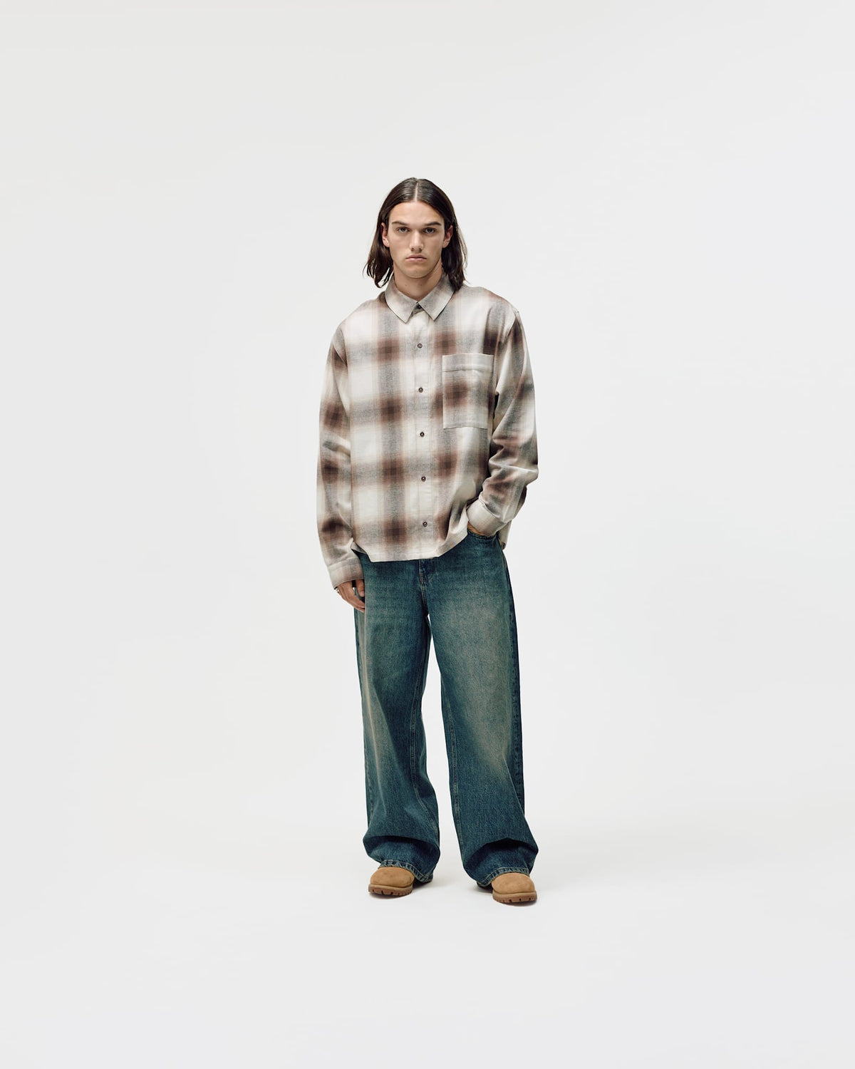 Flannel Shirt, Men - Brown Check
