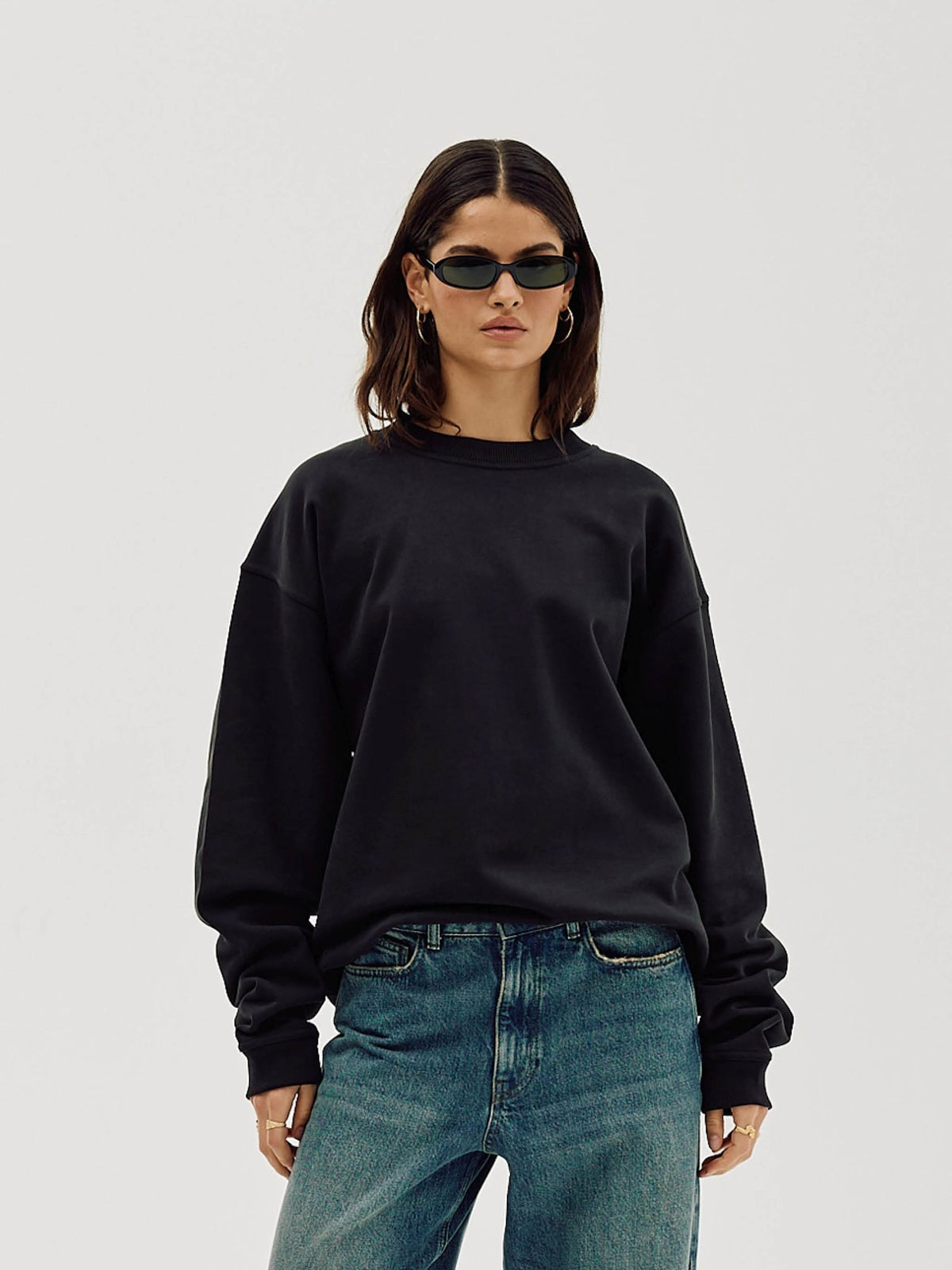 Oversized Crewneck, Women - Moto - Black