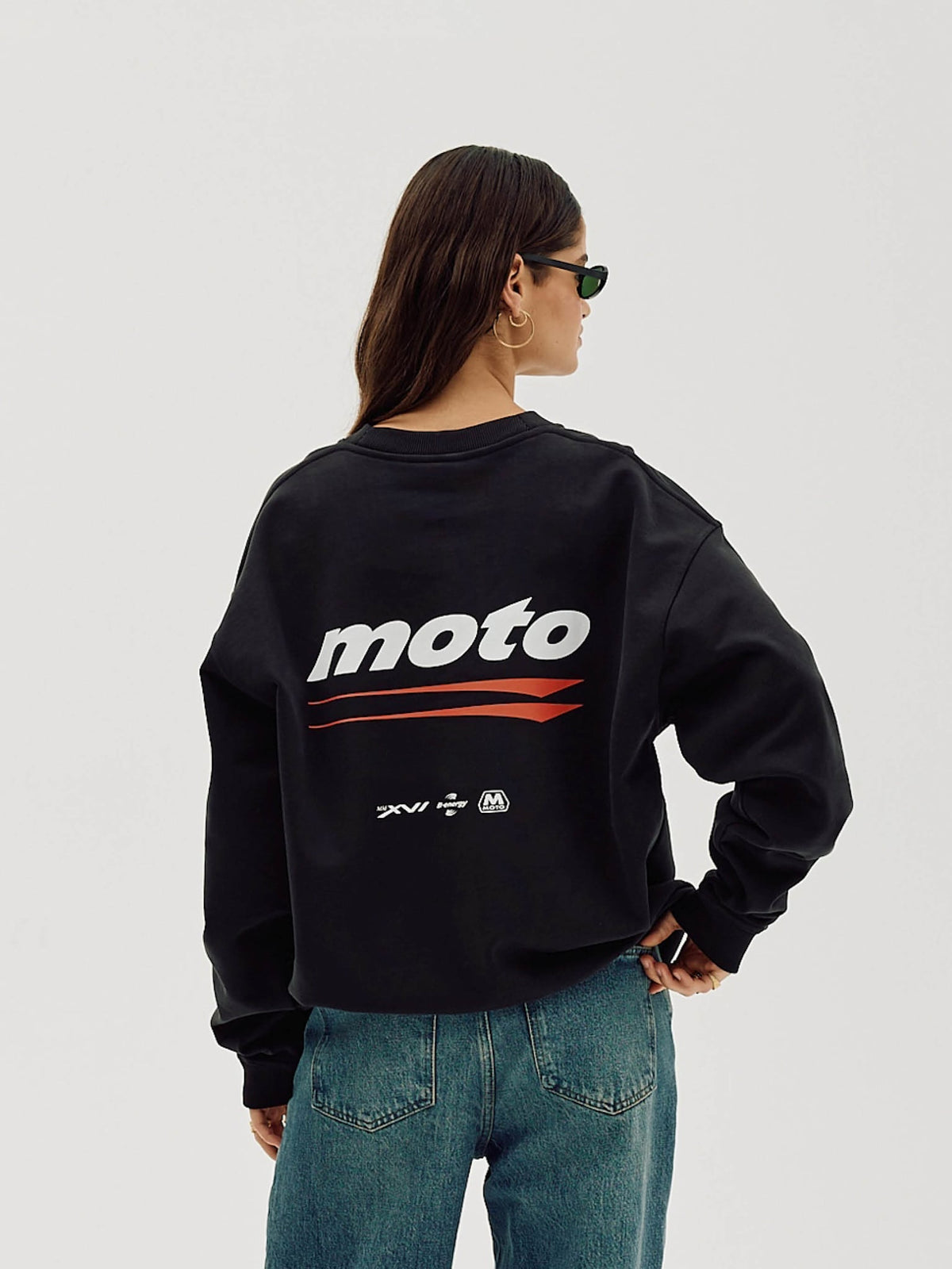 Oversized Crewneck, Women - Moto - Black