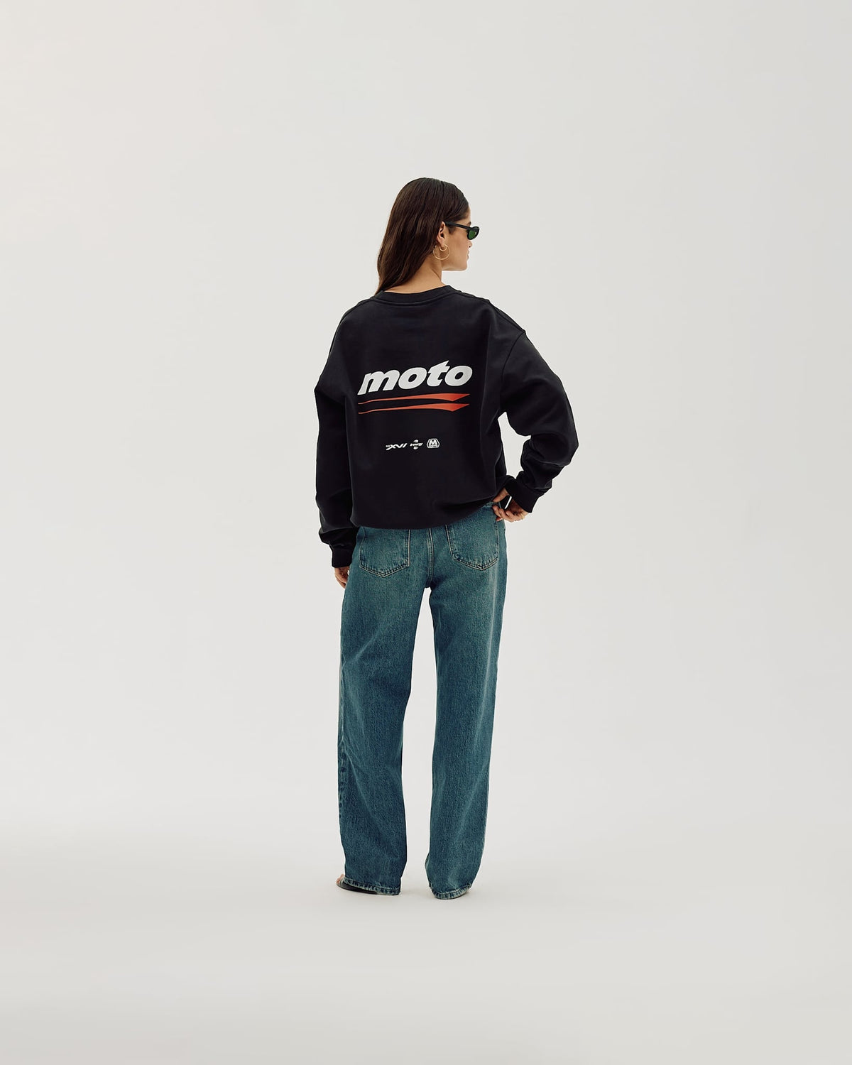 Oversized Crewneck, Women - Moto - Black