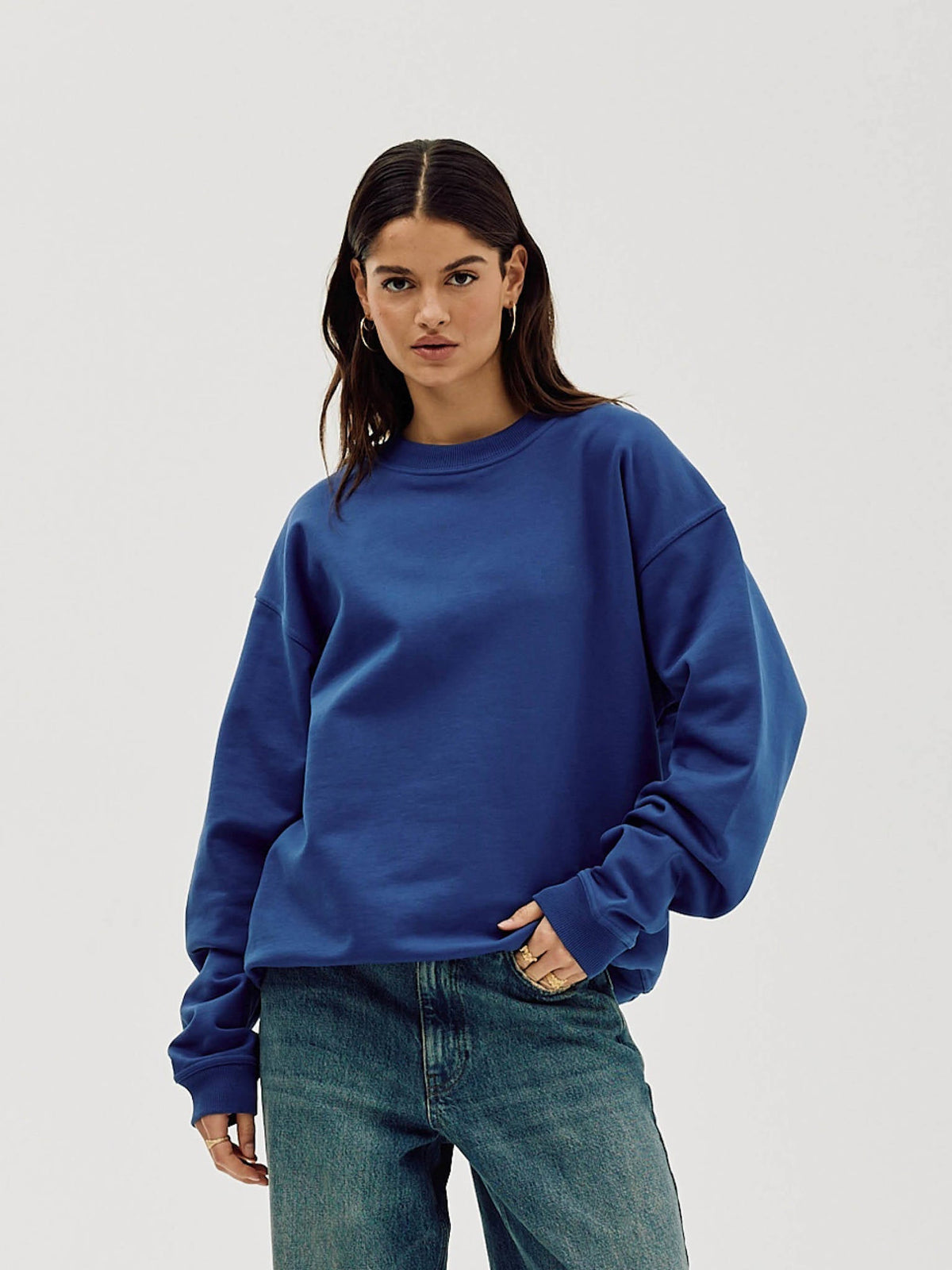 Oversized Crewneck, Women - Moto - Cobalt Blue