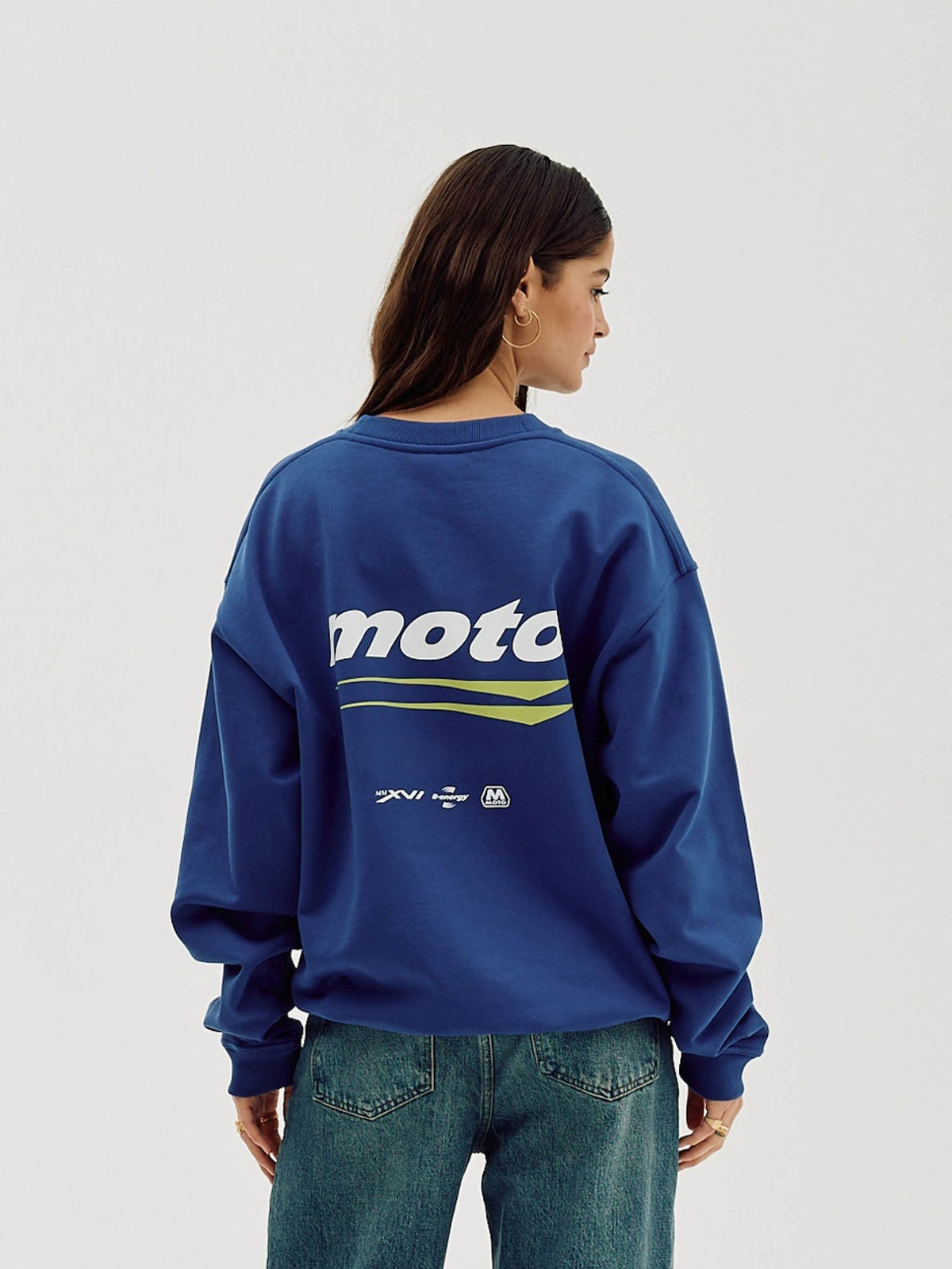 Oversized Crewneck, Women - Moto - Cobalt Blue