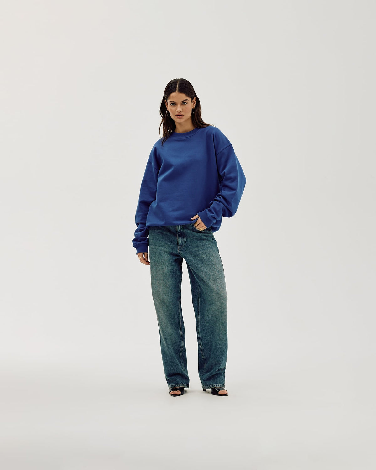 Oversized Crewneck, Women - Moto - Cobalt Blue